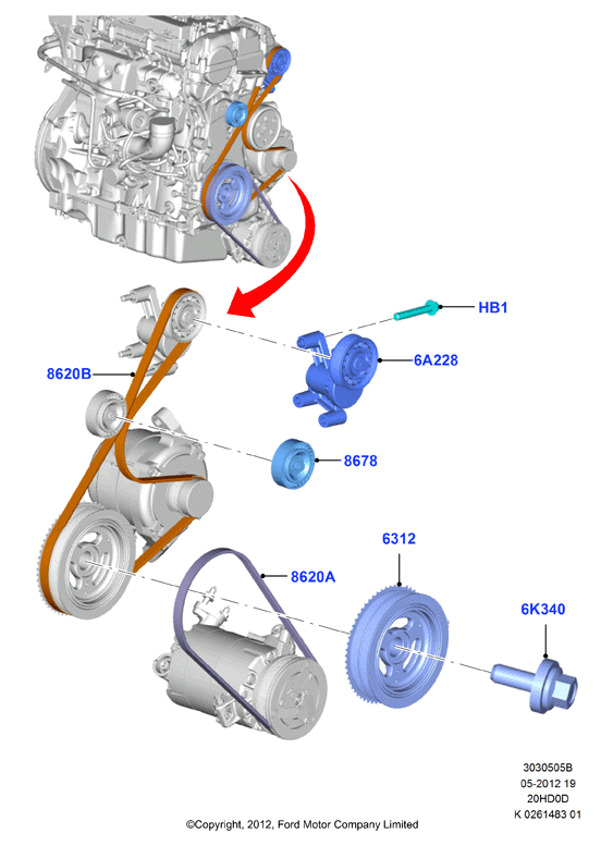 FORD 5170043 - Поликлиновой ремень parts5.com