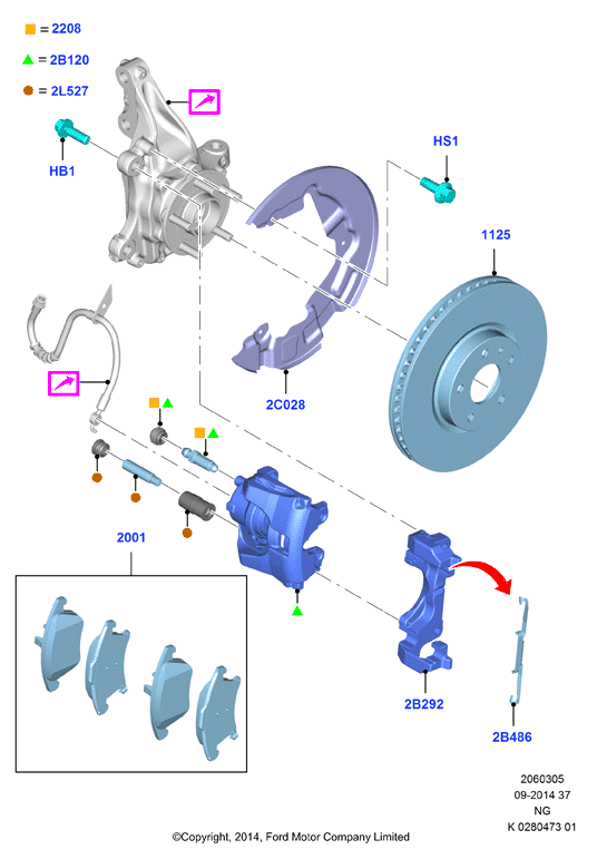 FORD 2014119 - Тормозные колодки, дисковые, комплект parts5.com