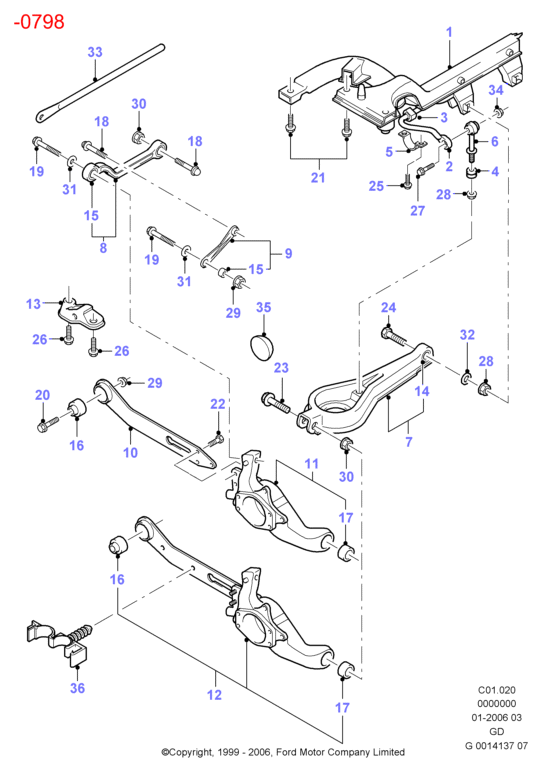 FORD 6829045 - Сайлентблок, рычаг подвески колеса parts5.com