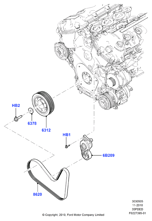 FORD USA BT4Z 8620-A - Поликлиновой ремень parts5.com