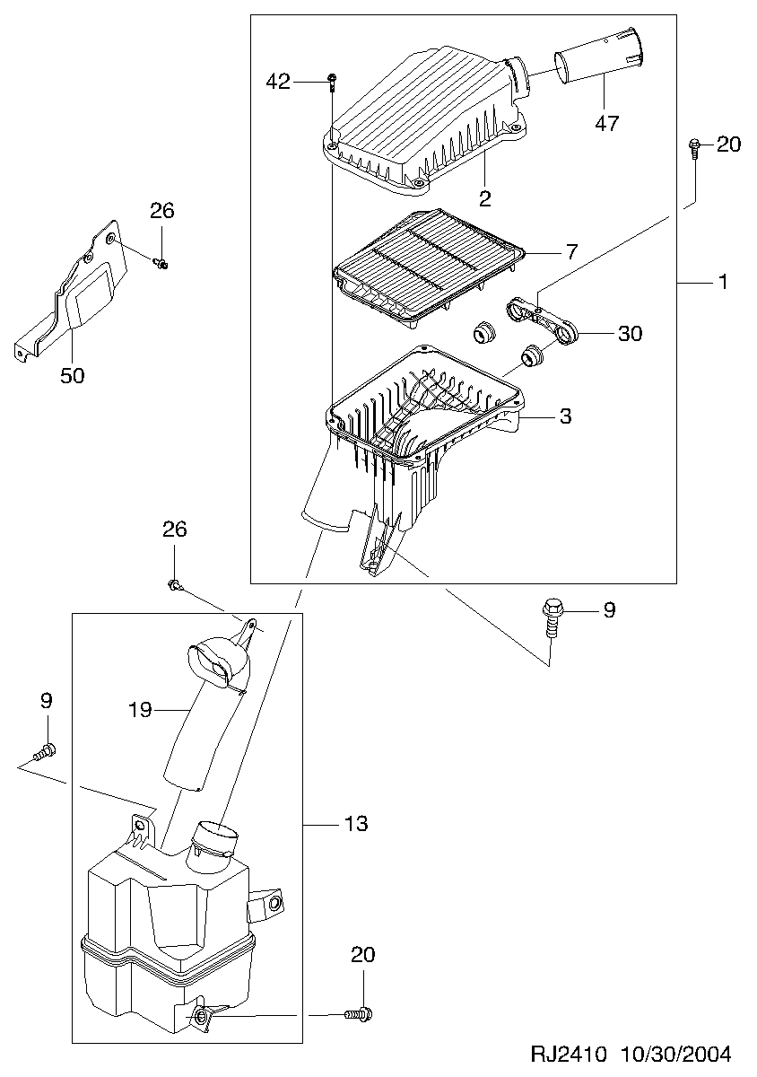 Chevrolet 96553450 - Воздушный фильтр parts5.com