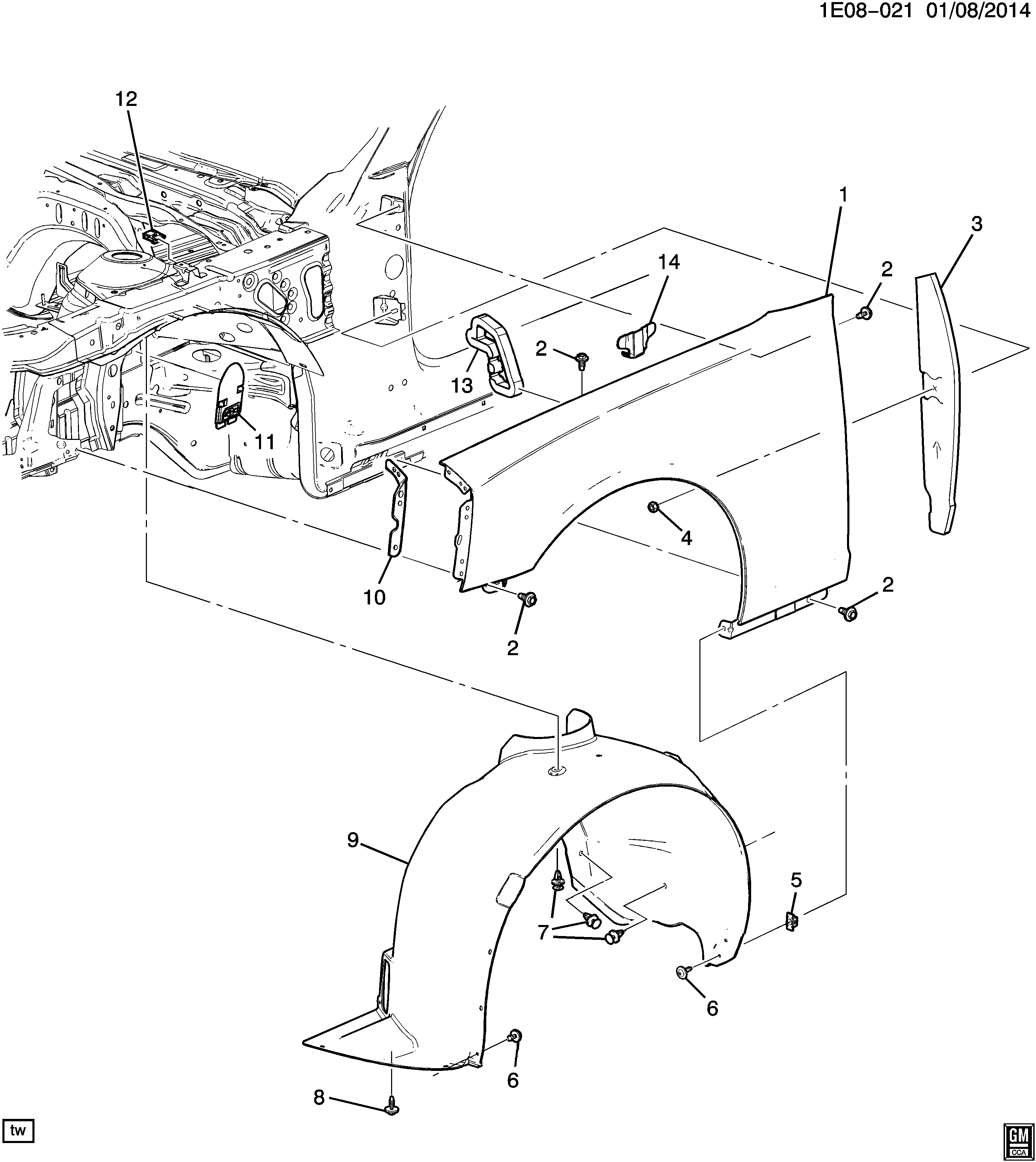 Chevrolet 20943621 - Крыло parts5.com