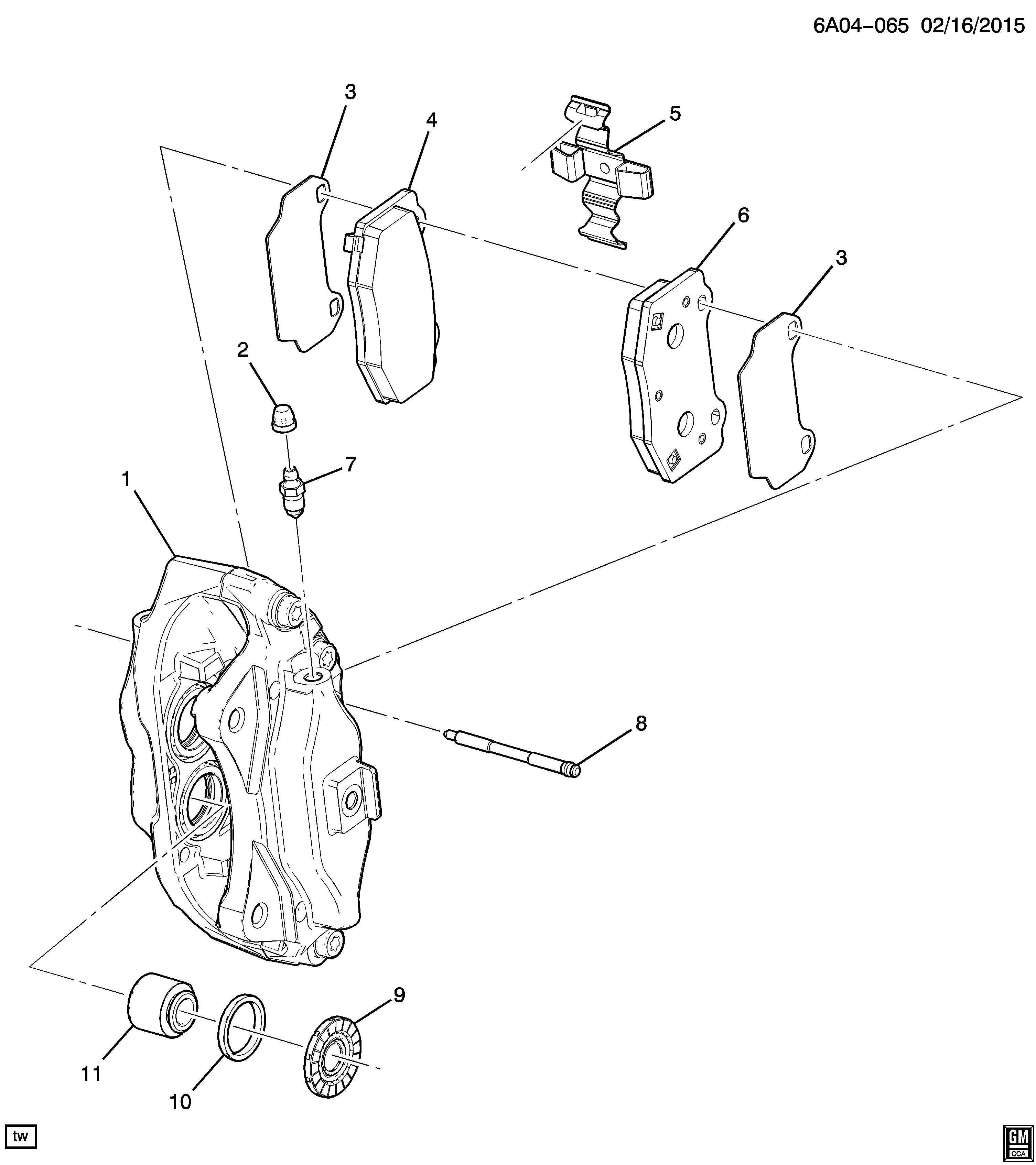 Chevrolet 89047744 - Тормозные колодки, дисковые, комплект parts5.com