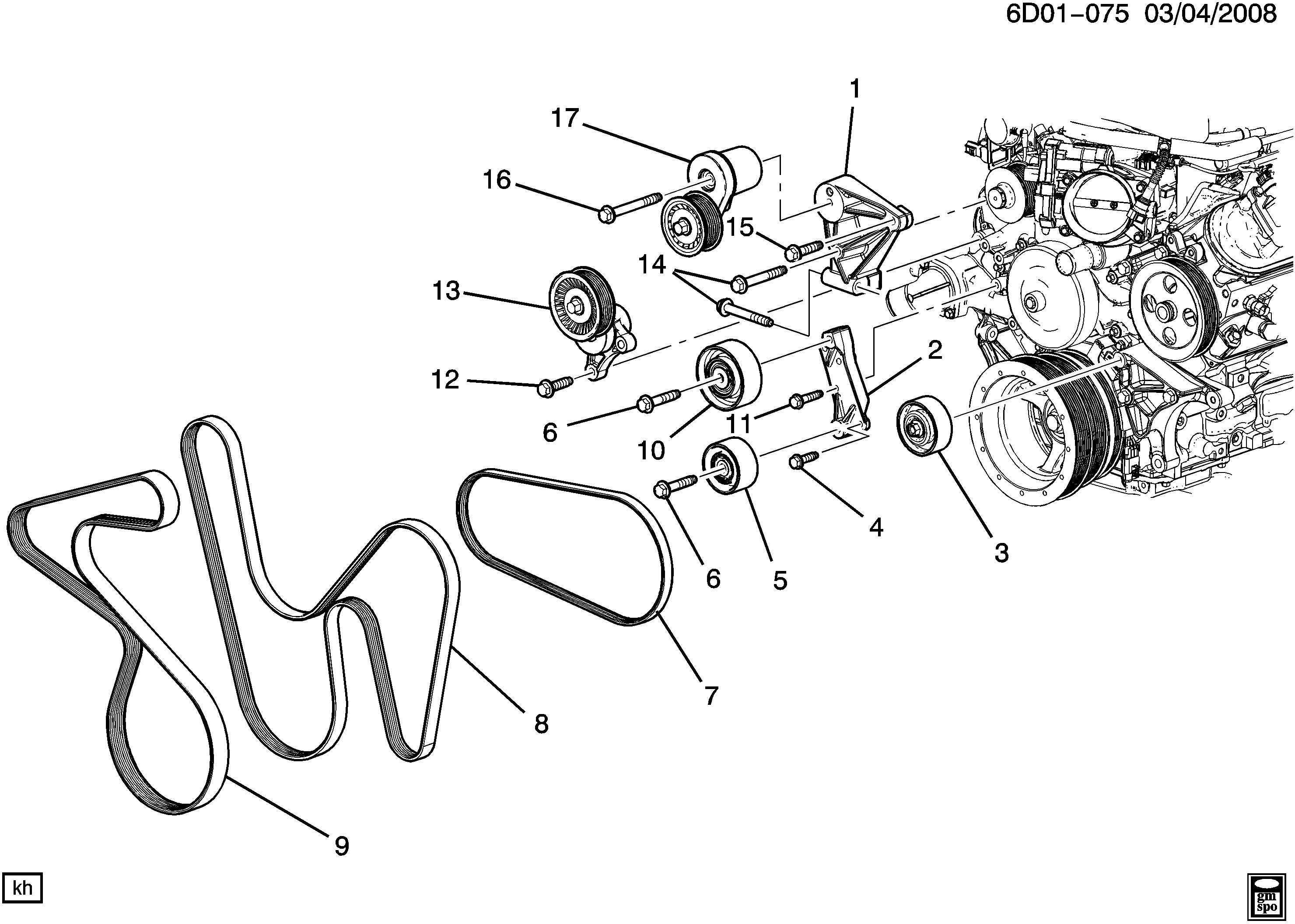 Cadillac 12628027 - V-Ribbed Belt parts5.com