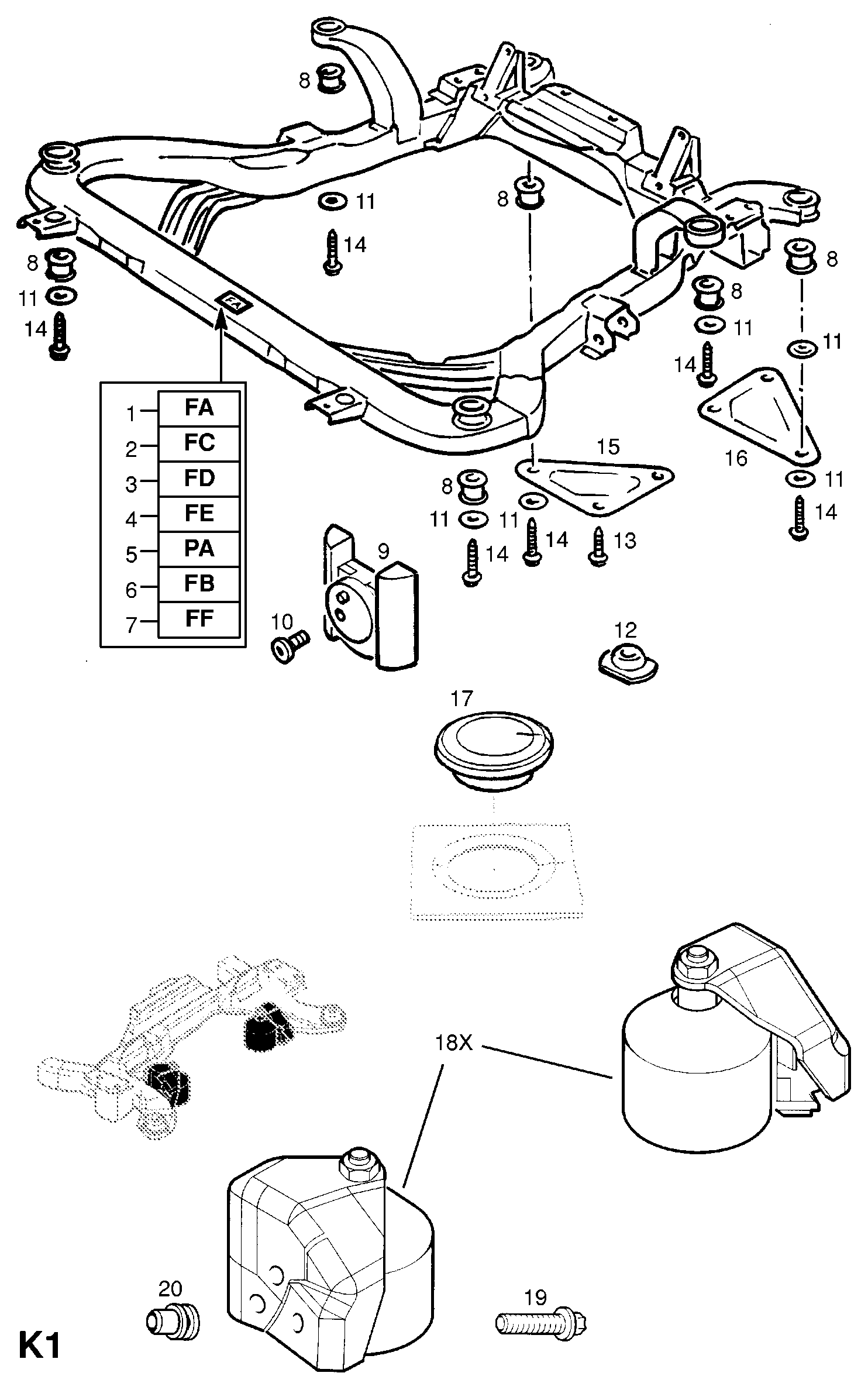 EFI Automotive 302011 - SUPPORT, FRONT AXLE MOUNTING TO UNDERBODY, LH (NLS.- USE 2441602 parts5.com