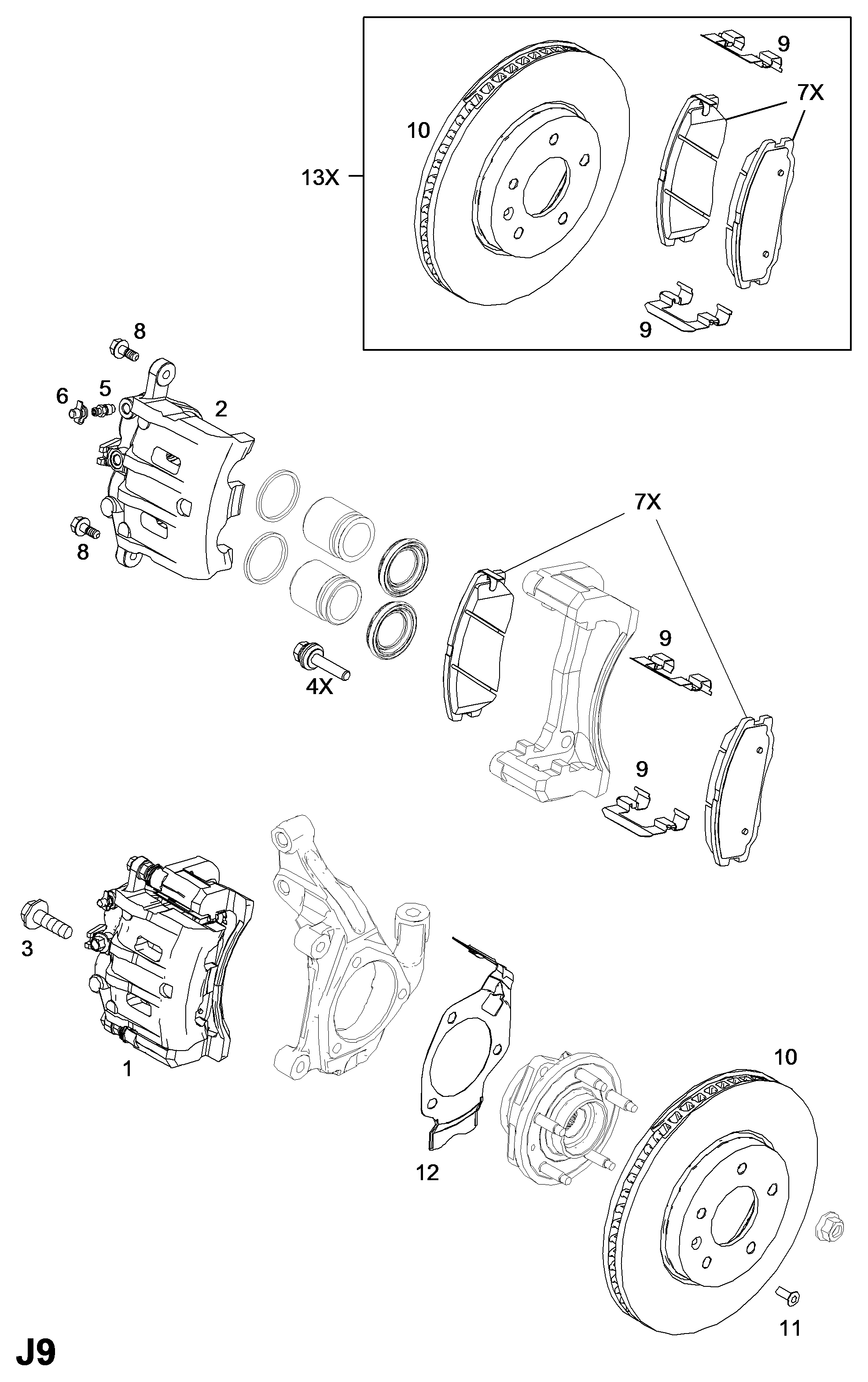 Vauxhall 95599732 - Тормозные колодки, дисковые, комплект parts5.com