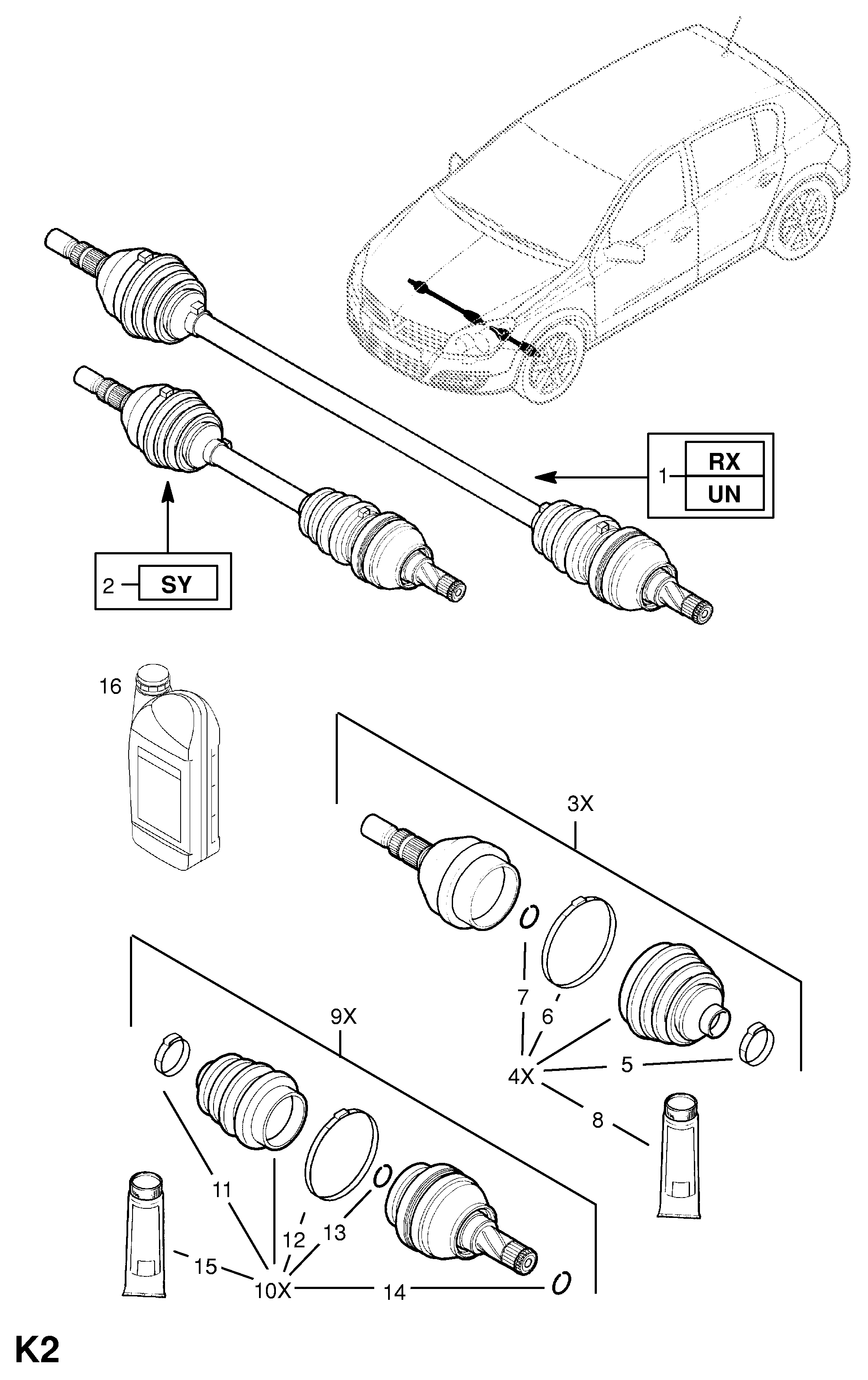 Vauxhall 1603273 - Шарнирный комплект, ШРУС, приводной вал parts5.com