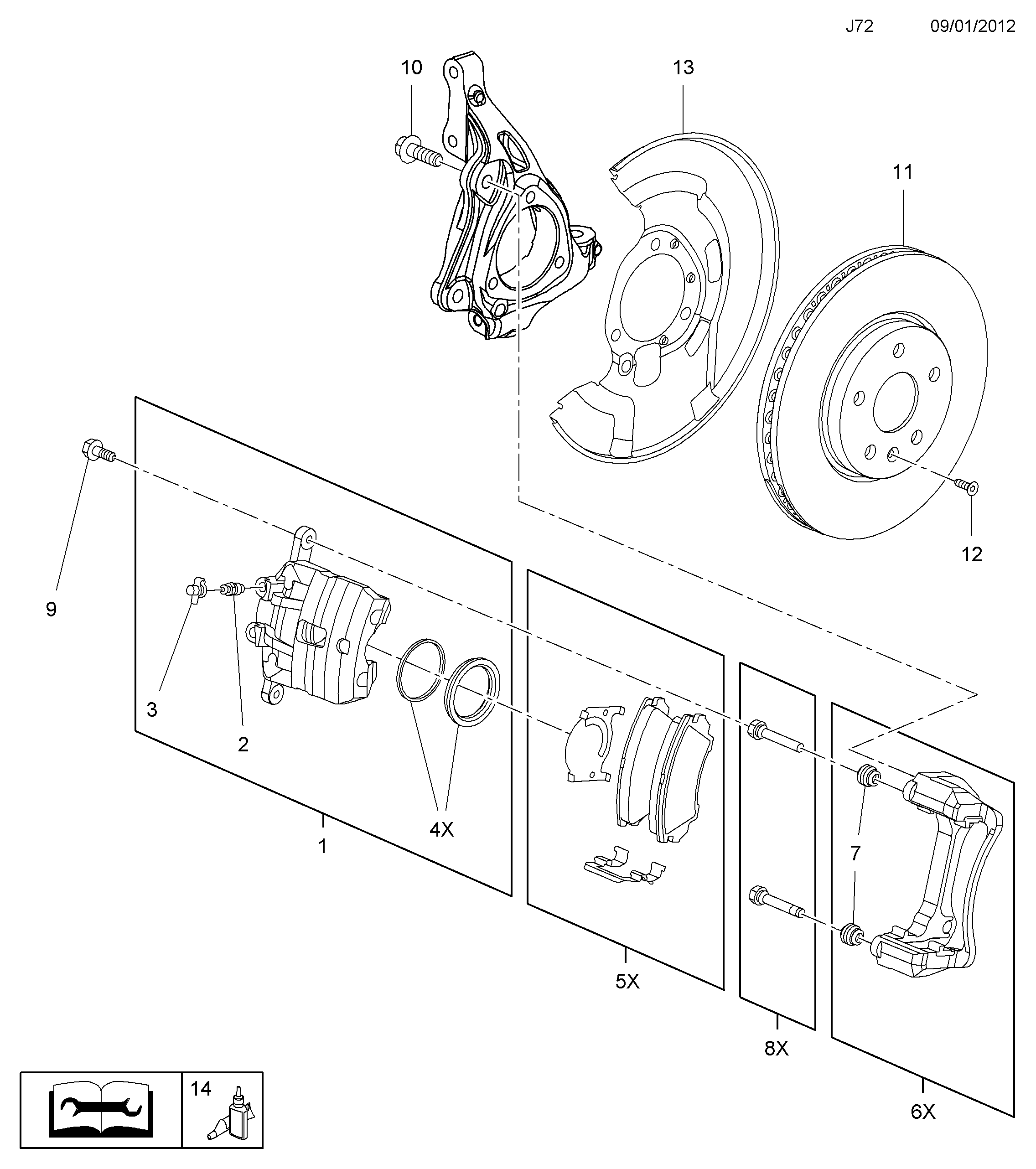 Opel 1605232 - Тормозные колодки, дисковые, комплект parts5.com