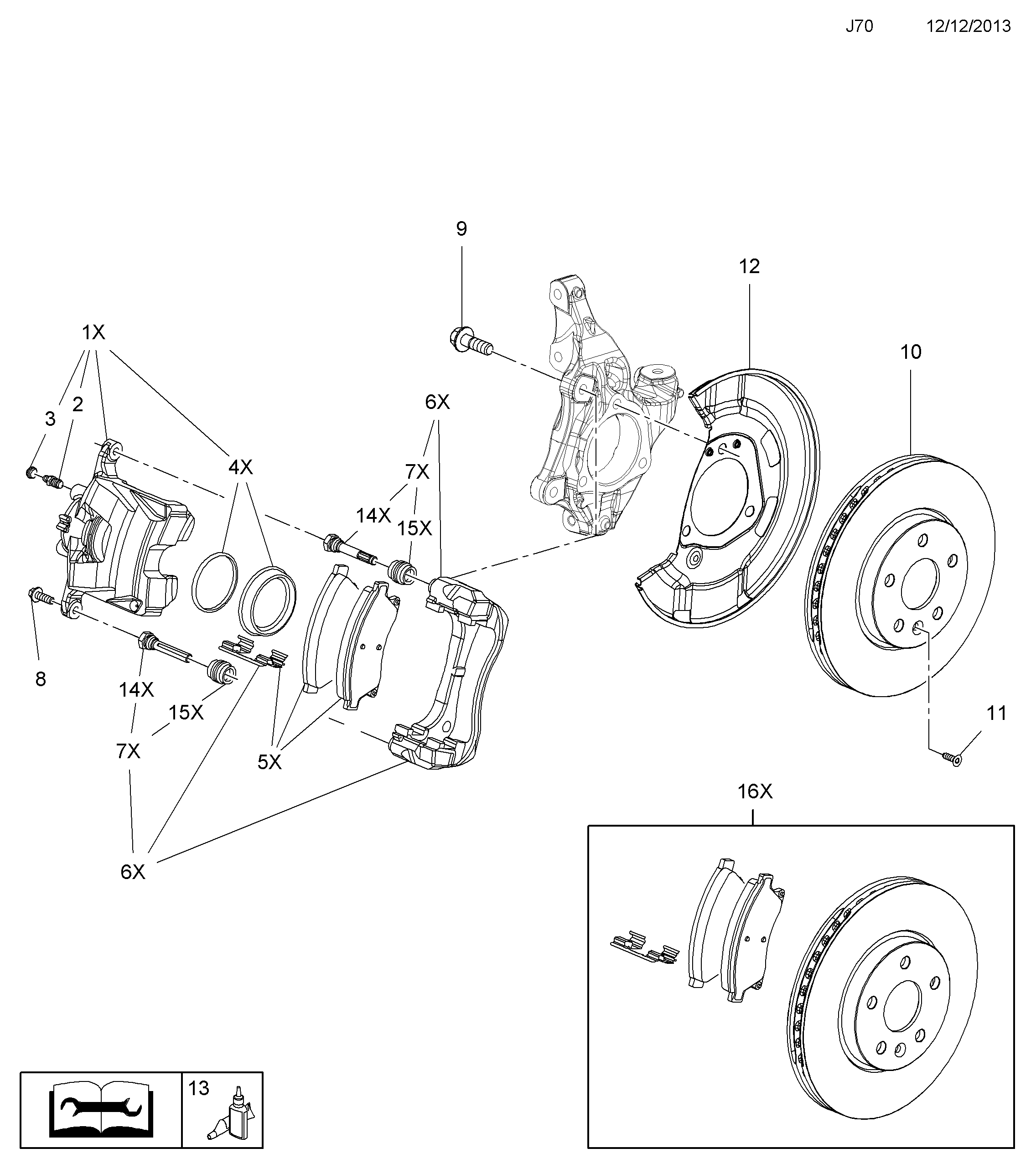 Opel 1605169 - Тормозные колодки, дисковые, комплект parts5.com