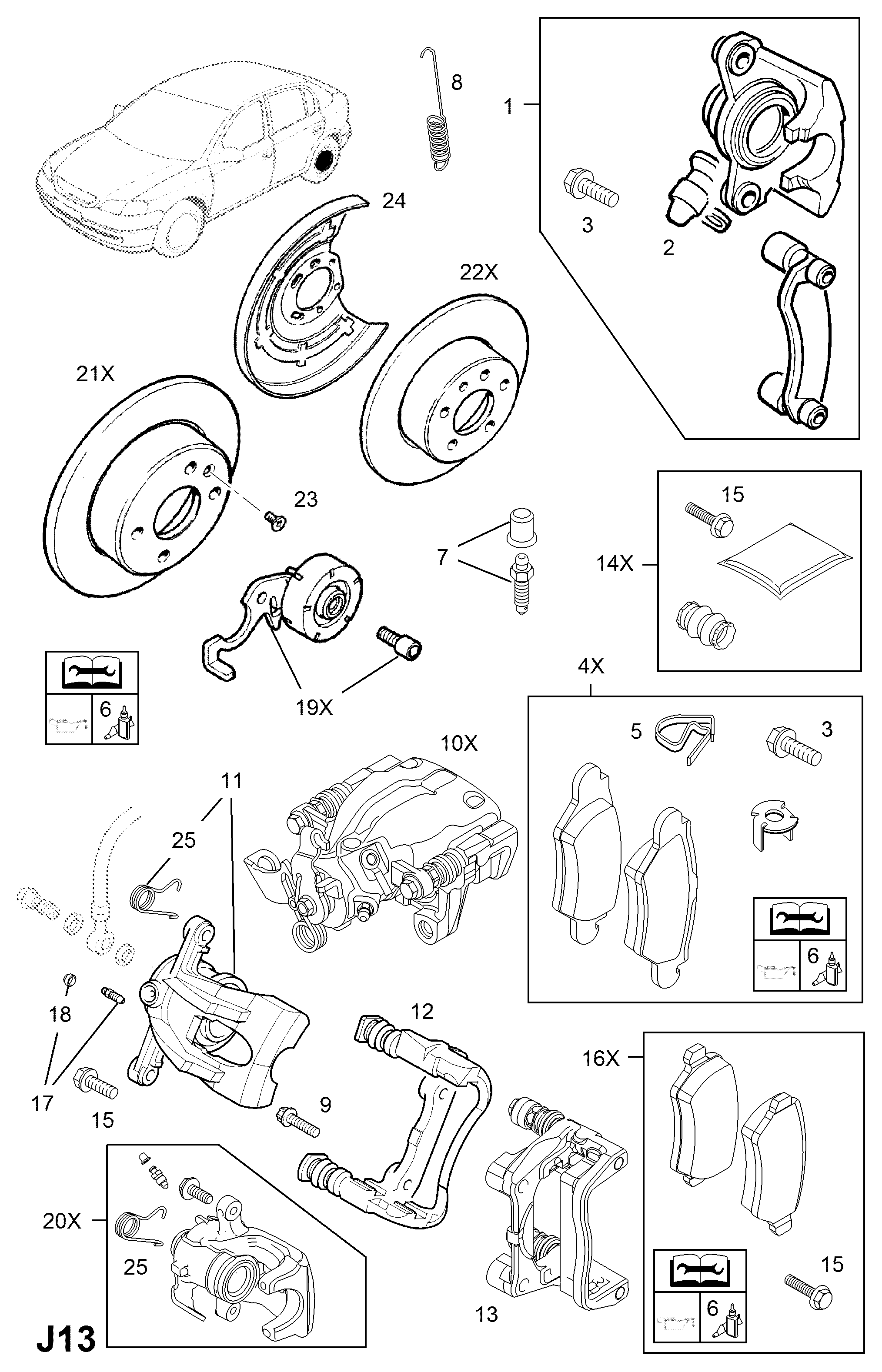 DAEWOO 1605967 - Тормозные колодки, дисковые, комплект parts5.com