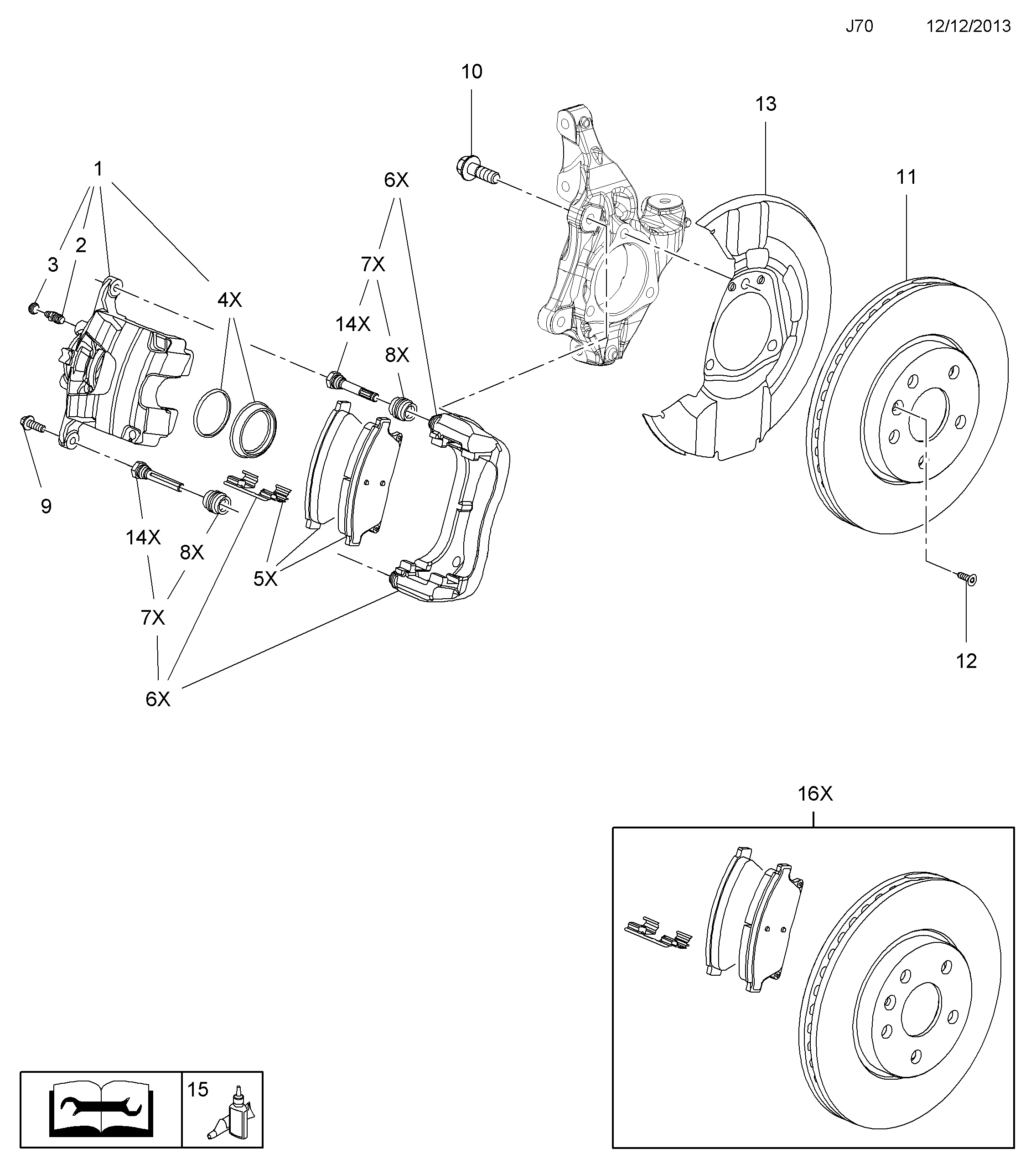 Opel 1605178 - Тормозные колодки, дисковые, комплект parts5.com