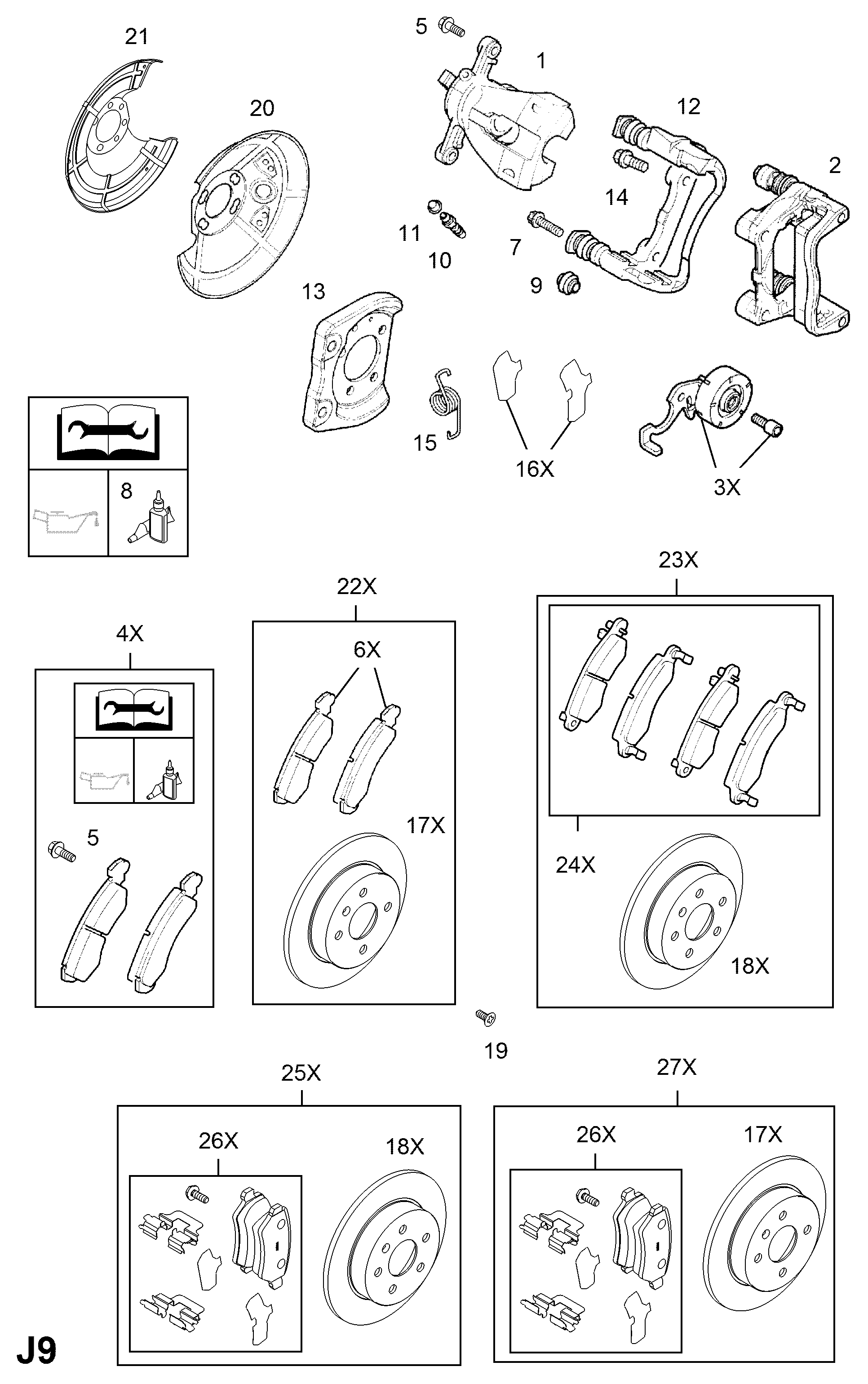 Opel 1605995 - Тормозные колодки, дисковые, комплект parts5.com