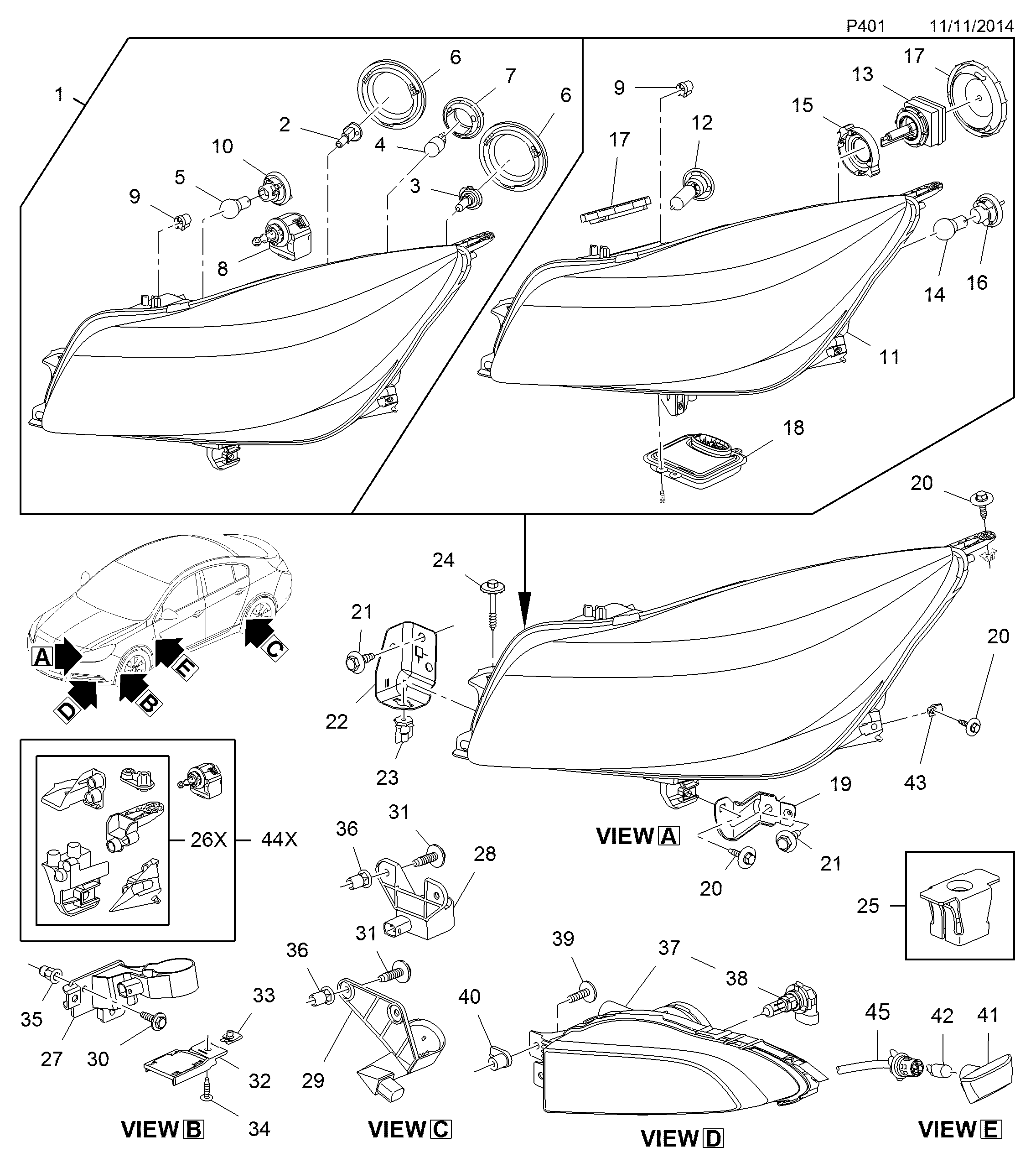 Opel 17 10 379 - Противотуманная фара parts5.com