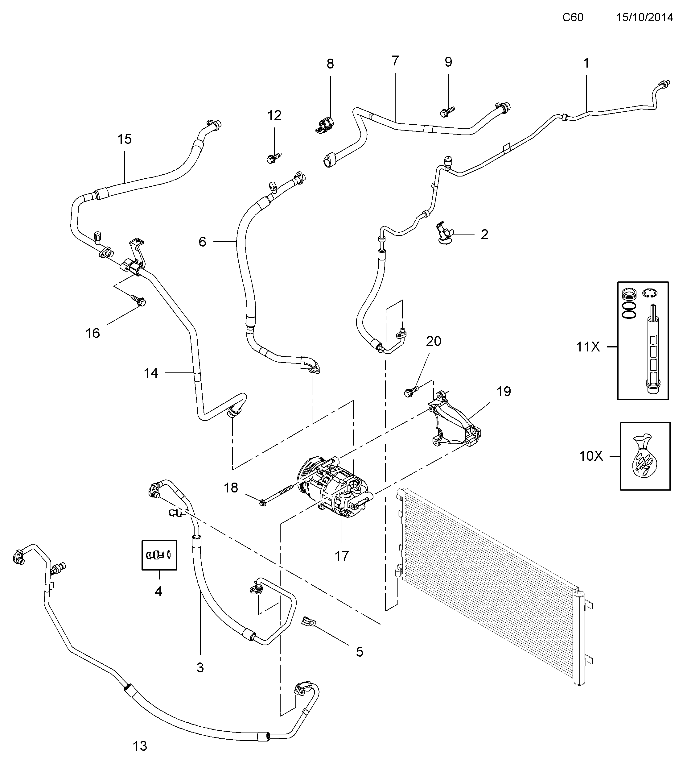 Opel 4419574 - Осушитель, кондиционер parts5.com