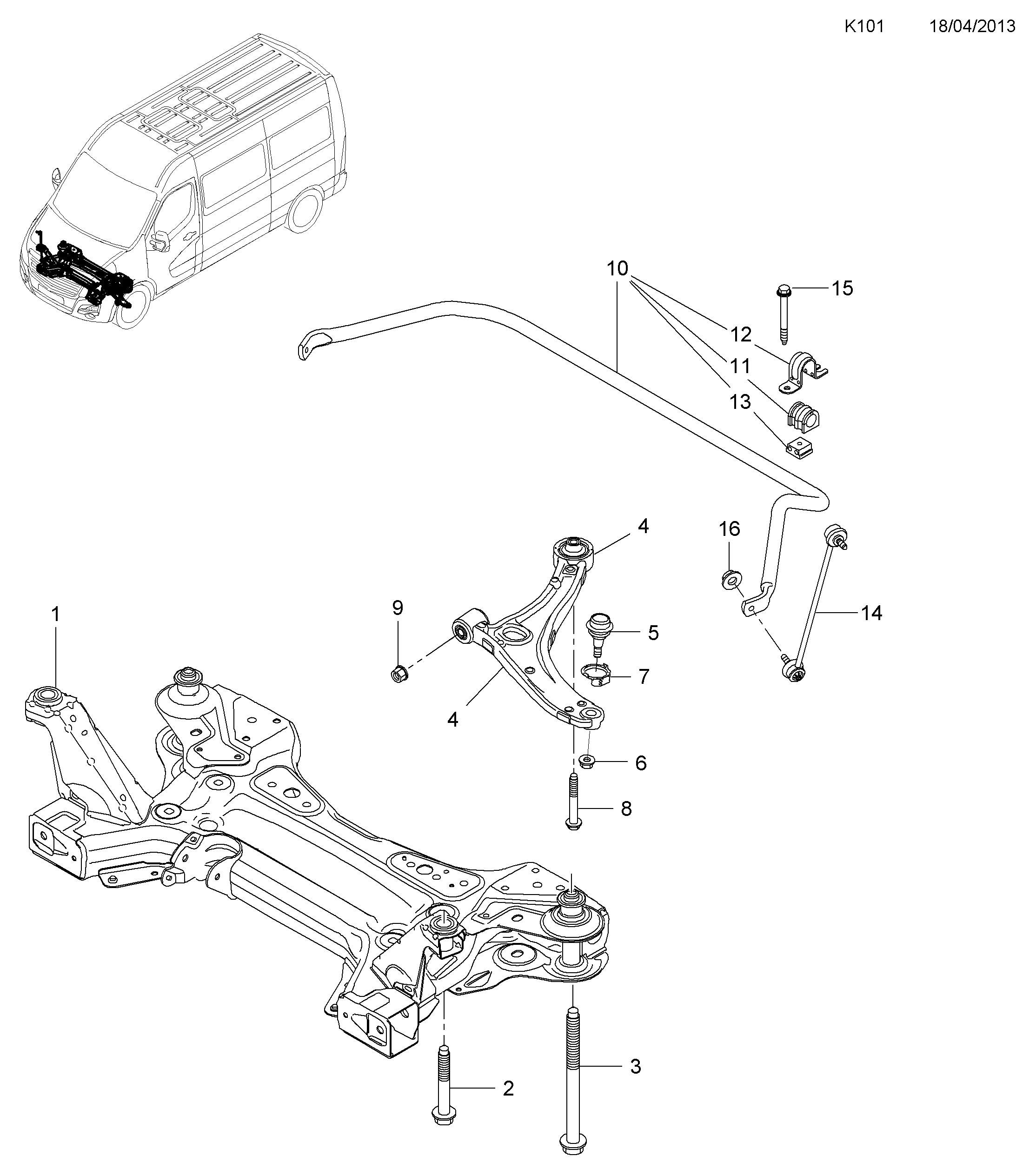 Opel 44 19 216 - Сайлентблок, рычаг подвески колеса parts5.com