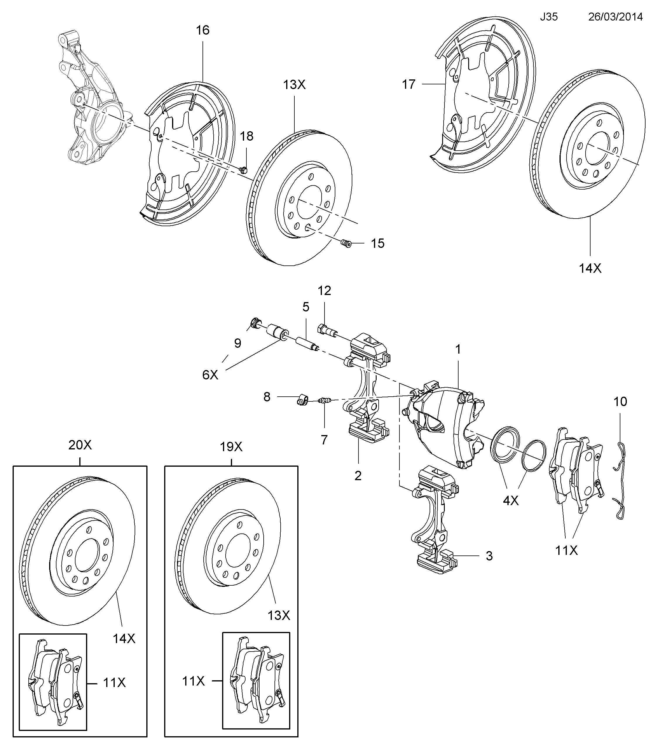 Chevrolet 1605099 - Тормозные колодки, дисковые, комплект parts5.com