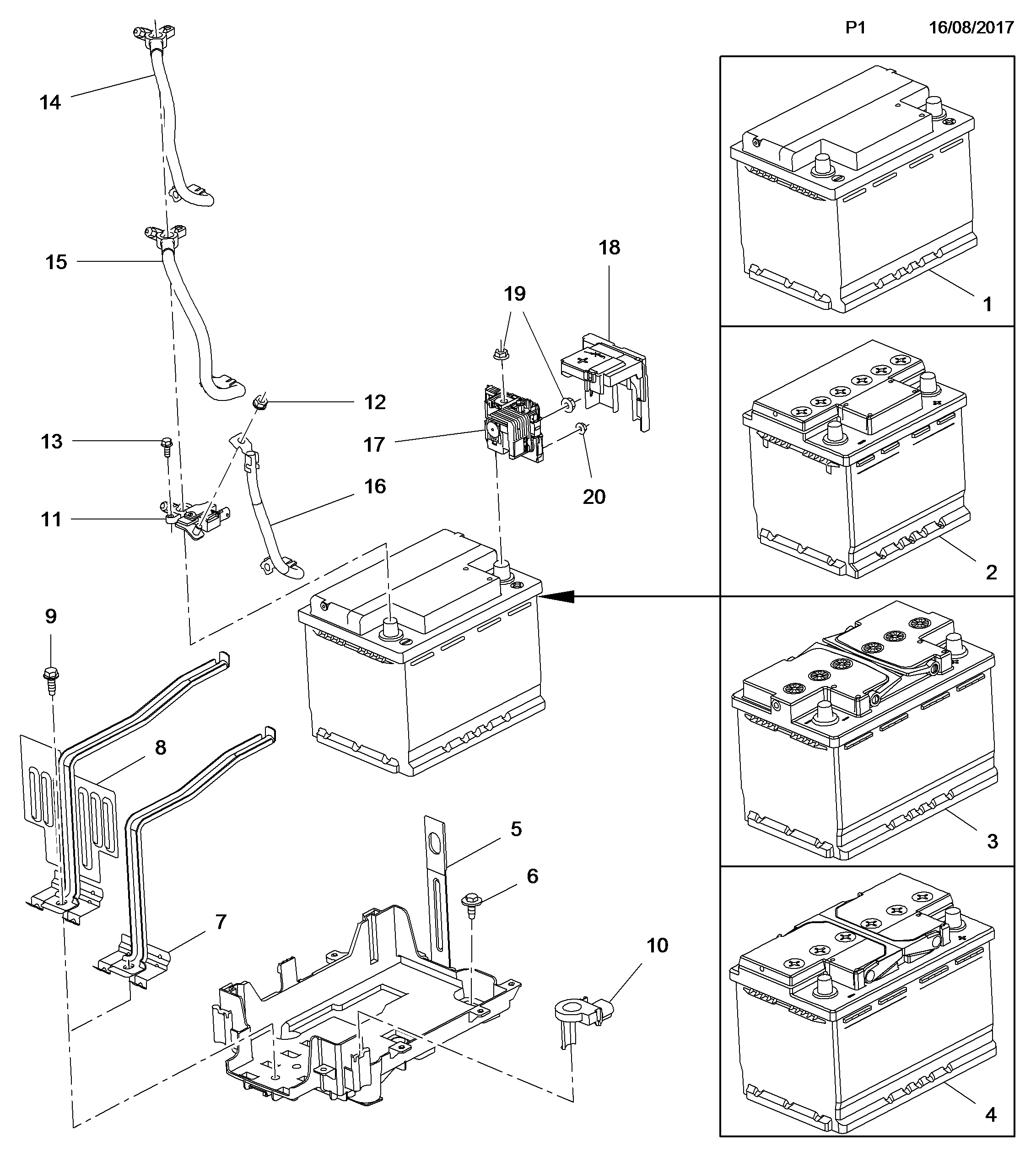 Opel 4820564 - Стартерная аккумуляторная батарея, АКБ parts5.com