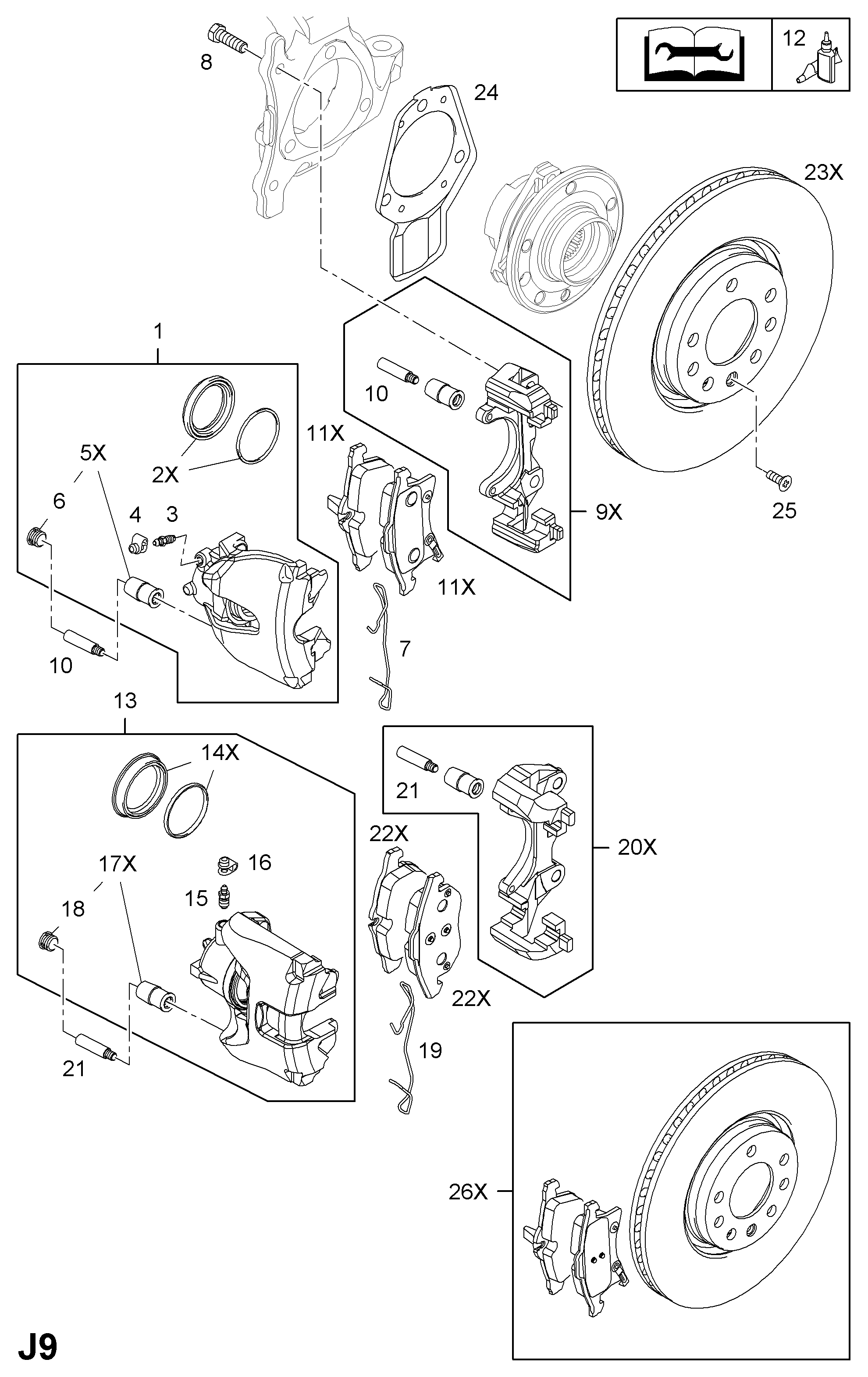 Opel 1605996 - Тормозные колодки, дисковые, комплект parts5.com