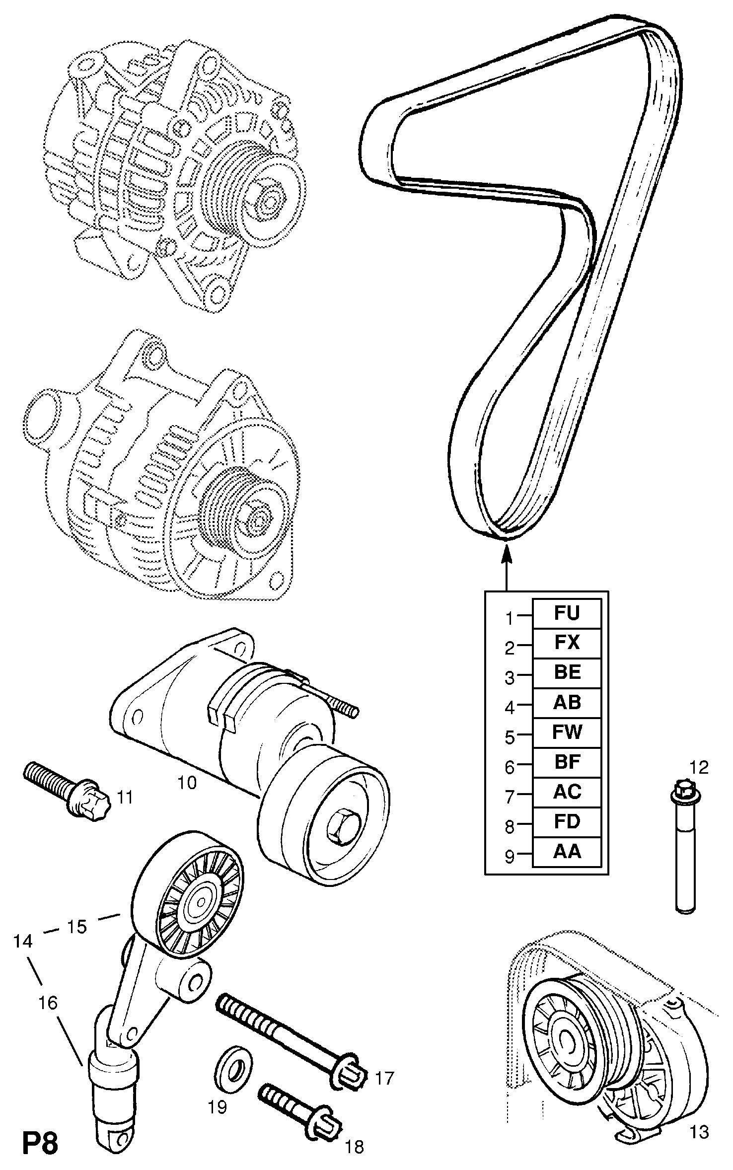 Vauxhall 1 340 549 - Виброгаситель, поликлиновый ремень parts5.com