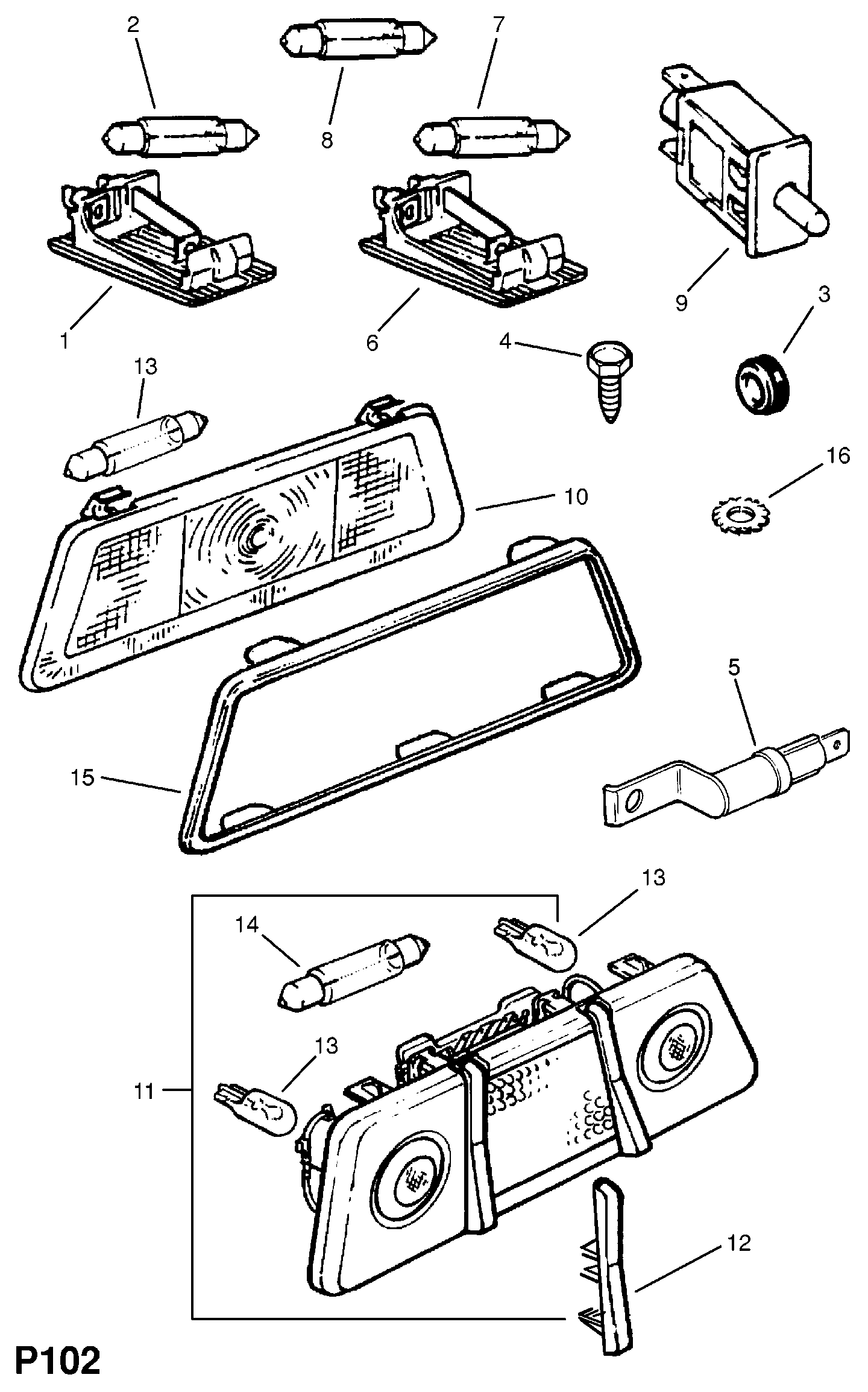 Opel 20 98 914 - Лампа накаливания, освещение щитка приборов parts5.com