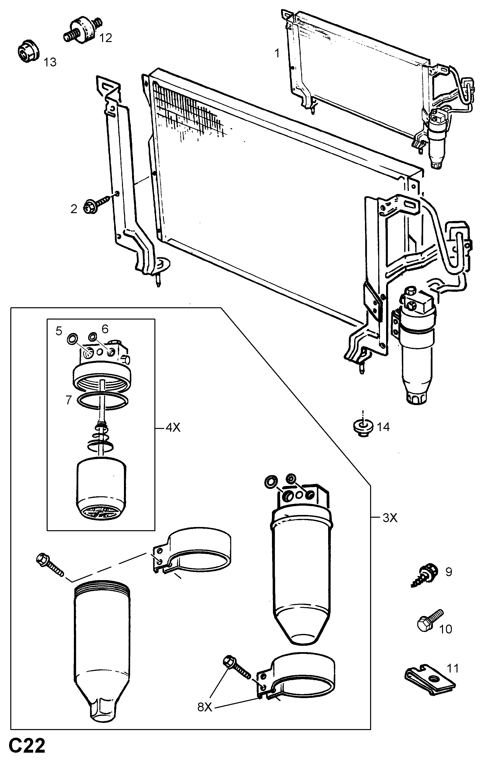 CADILLAC 1850 028 - Конденсатор кондиционера parts5.com