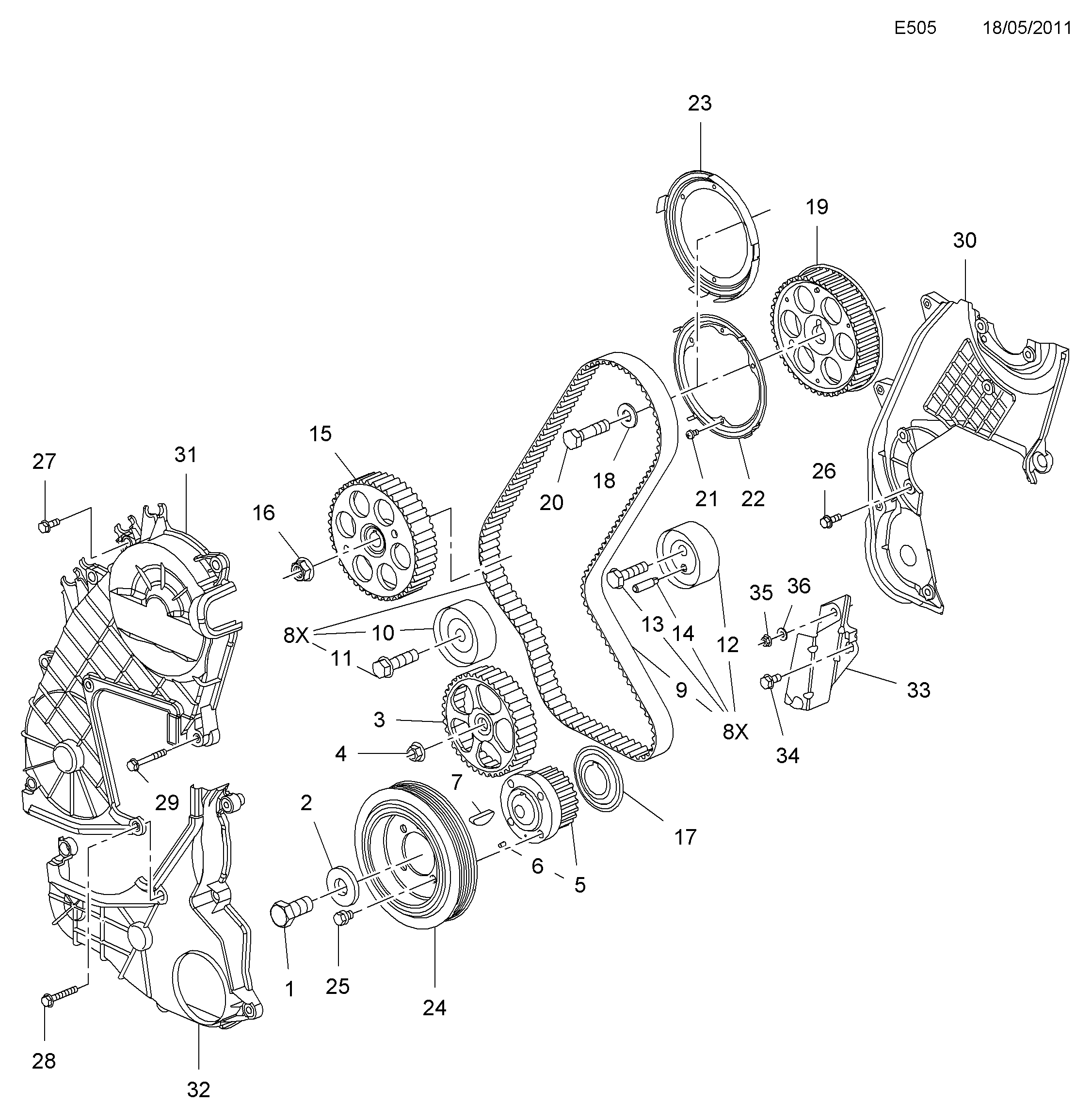 Opel 56 36 403 - Натяжной ролик, ремень ГРМ parts5.com