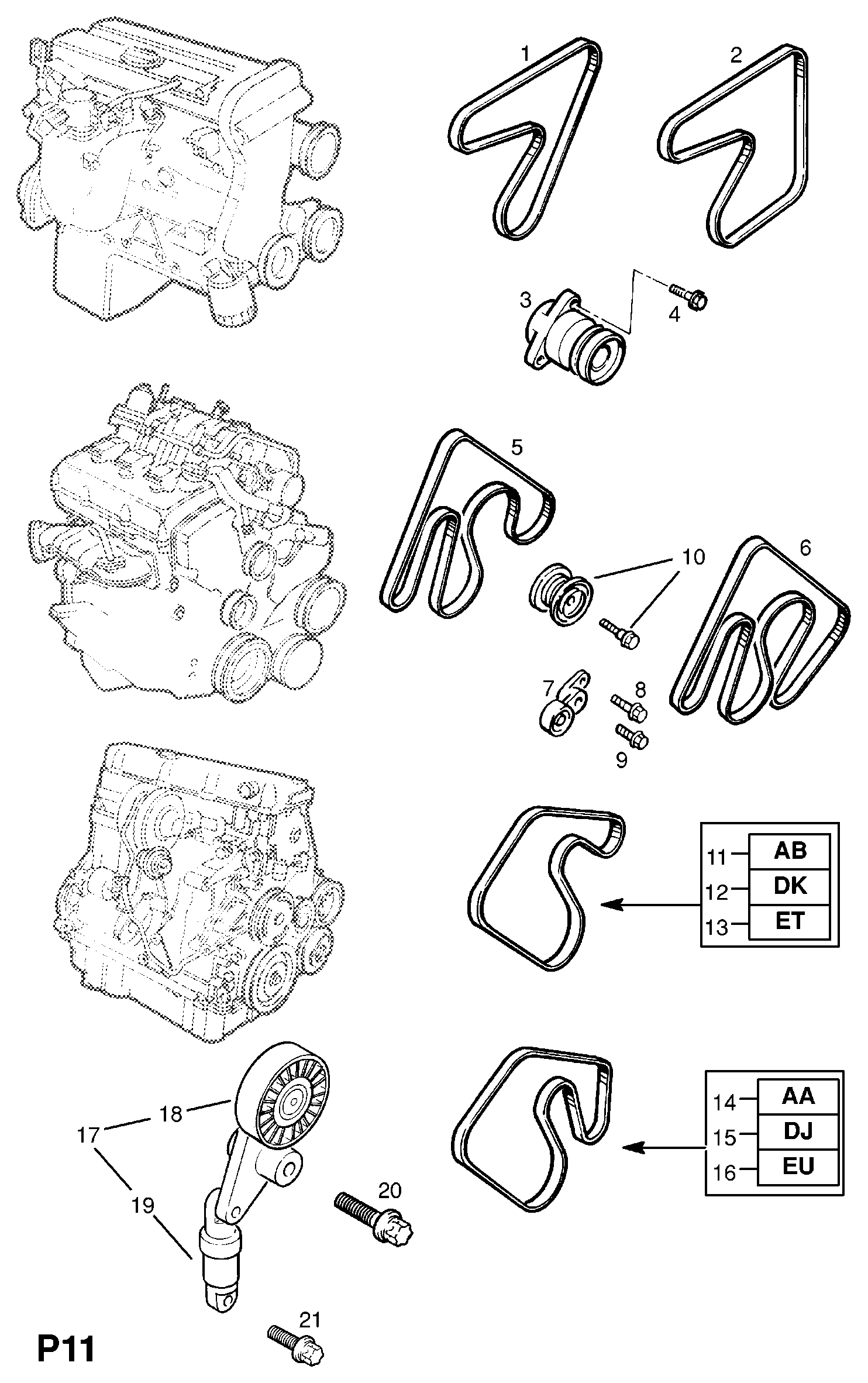 Chevrolet 1340530 - Натяжитель, поликлиновый ремень parts5.com