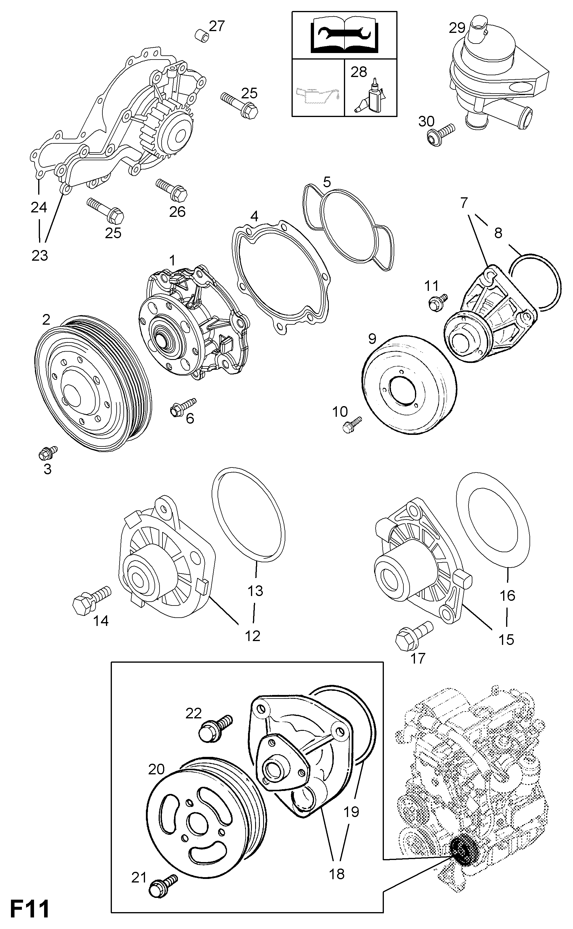 Opel 13 34 147 - Water Pump parts5.com