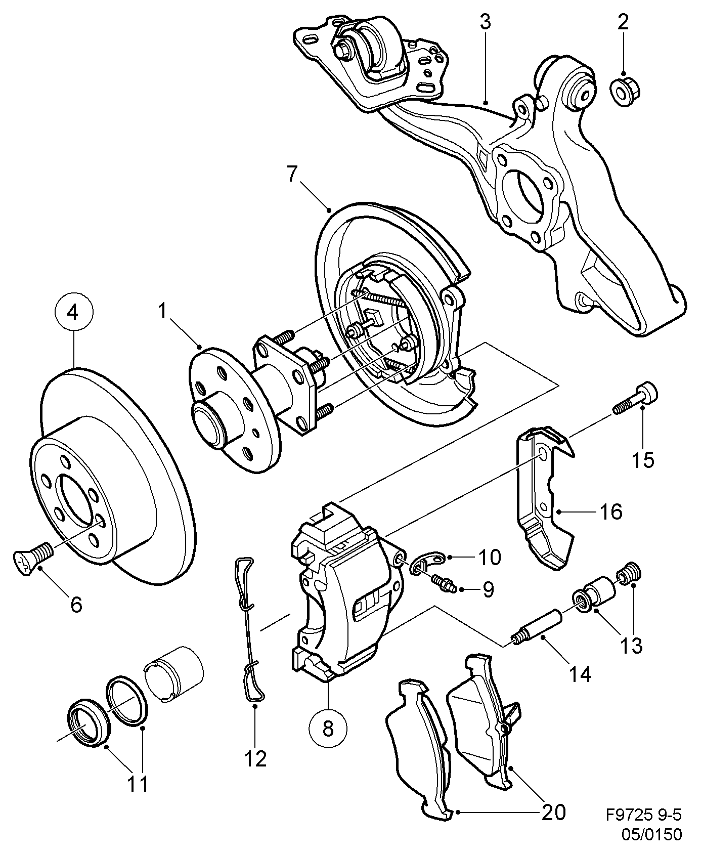 SAAB 5058110 - Тормозные колодки, дисковые, комплект parts5.com