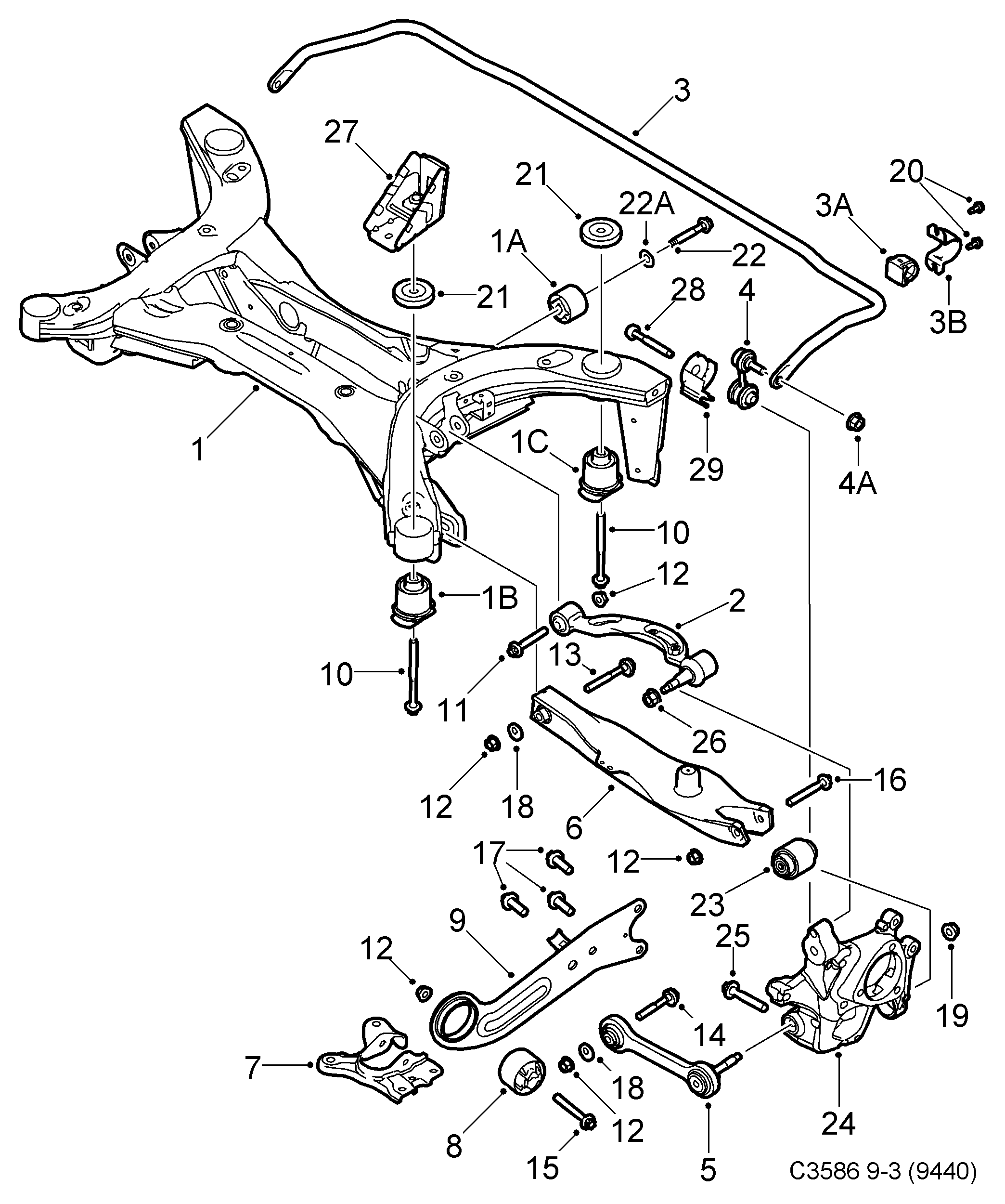 SAAB 24469643 - Сайлентблок, рычаг подвески колеса parts5.com