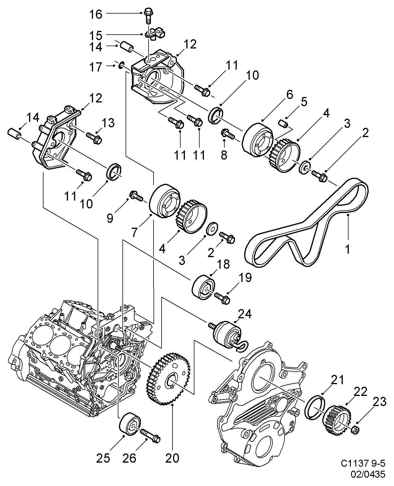 SAAB 59 54 516 - Deflection / Guide Pulley, timing belt parts5.com