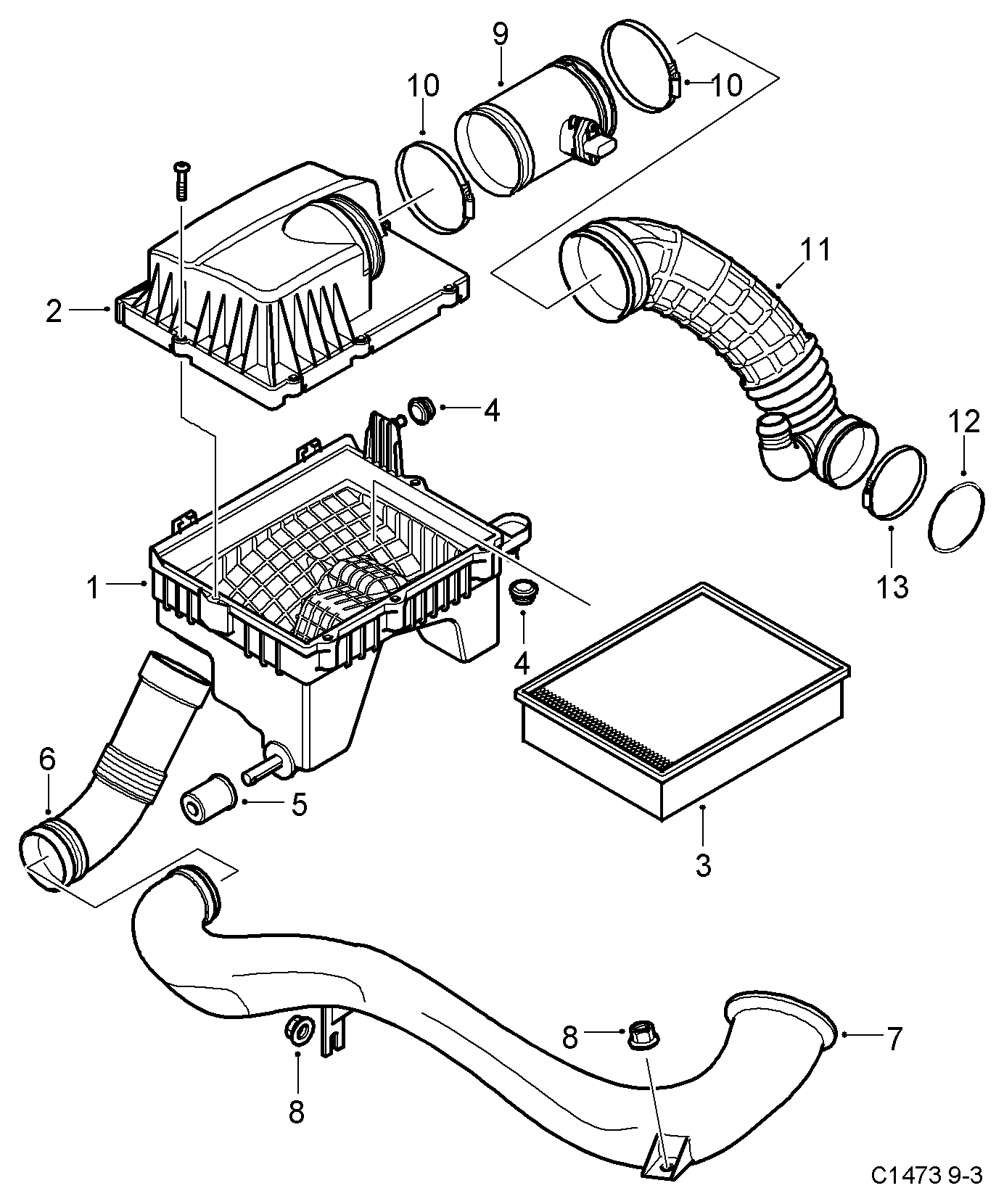 SAAB 24437503 - Датчик потока, массы воздуха parts5.com