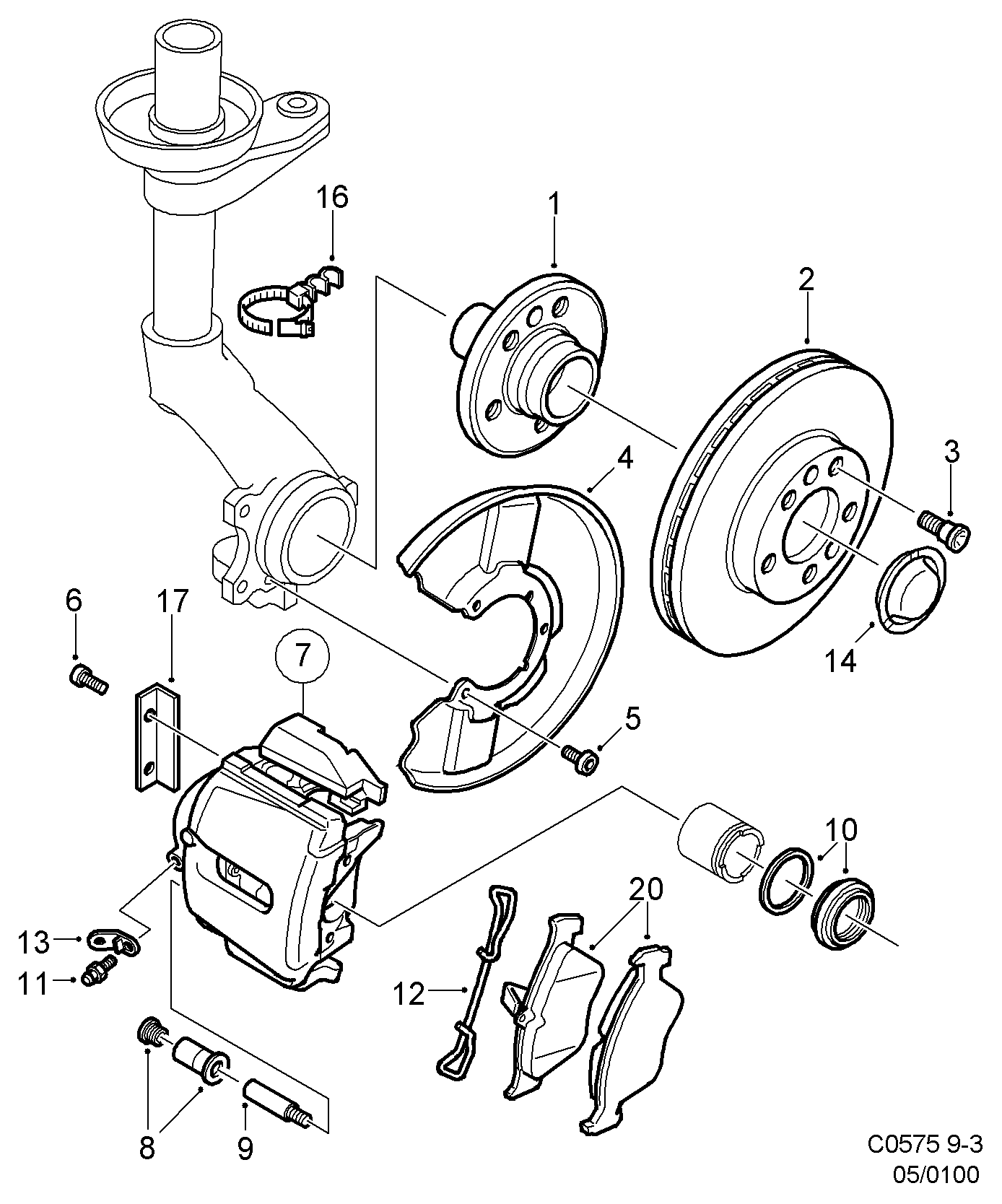 SAAB 5124078 - Тормозные колодки, дисковые, комплект parts5.com