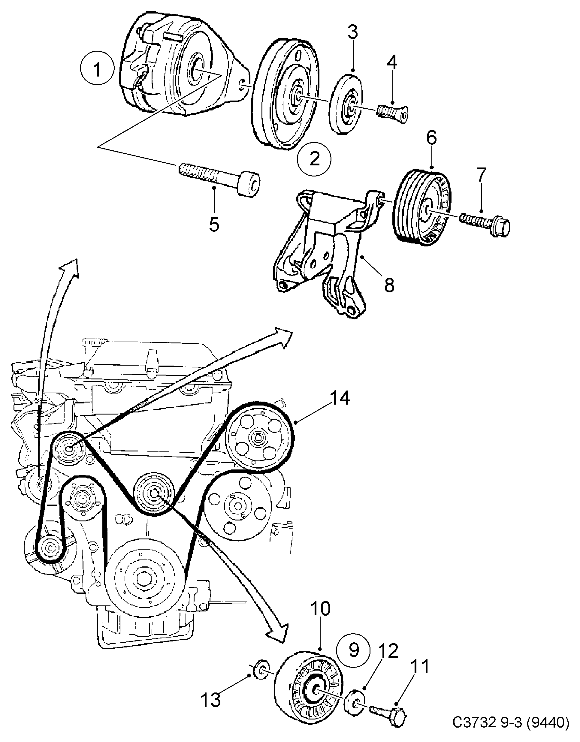 SAAB 47 52 879 - Направляющий ролик, поликлиновый ремень parts5.com