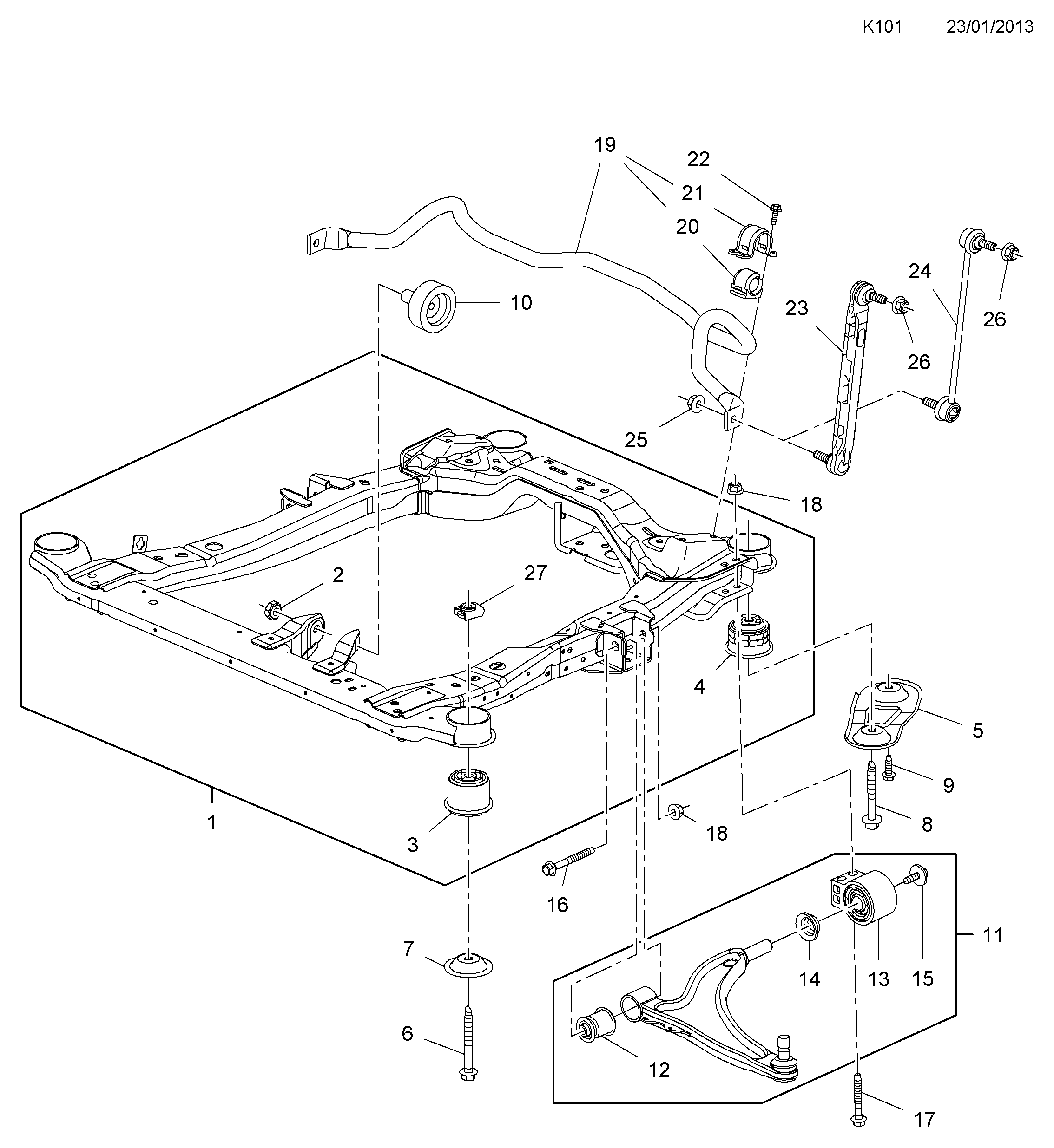 4SEASONS 302129 - FRAME, ASSY., ENGINE AND FRONT SUSPENSION MOUNTING (WITH BUSHES) parts5.com