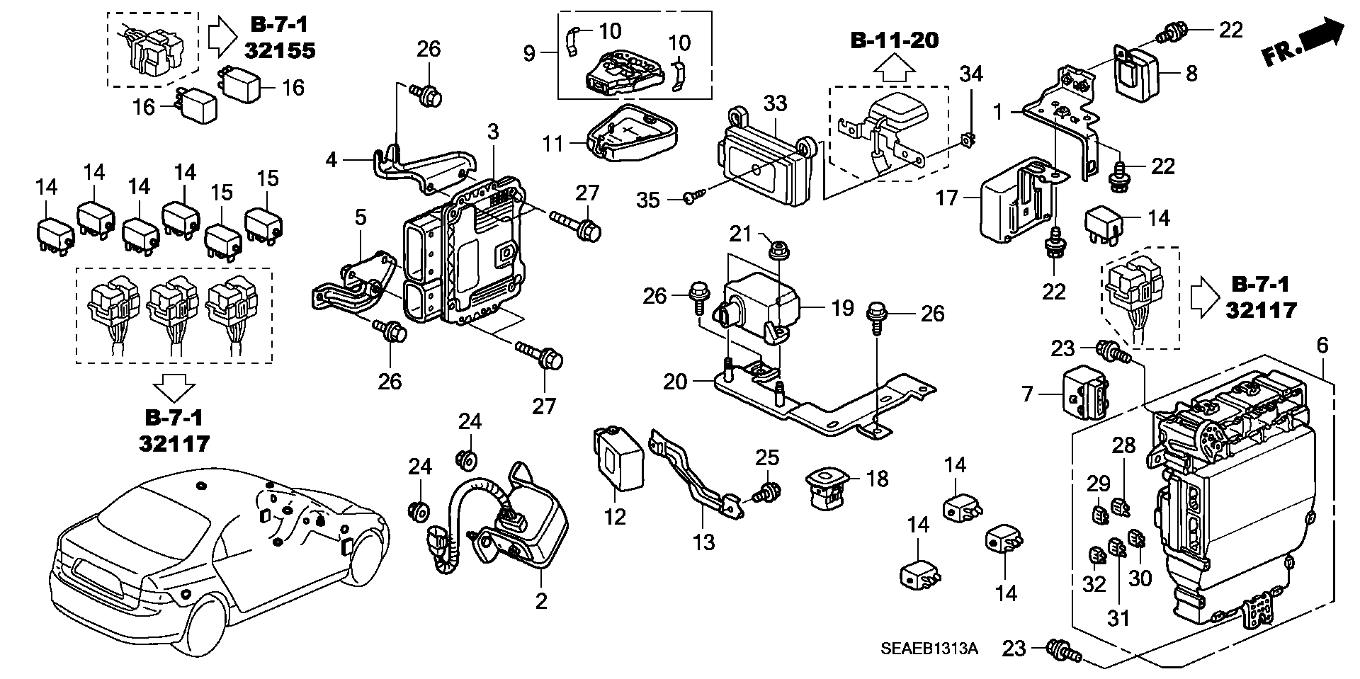 Honda 39794-SDA-901 - RELAY ASSY., ENGINE CONTROL MODULE (MITSUBA) parts5.com