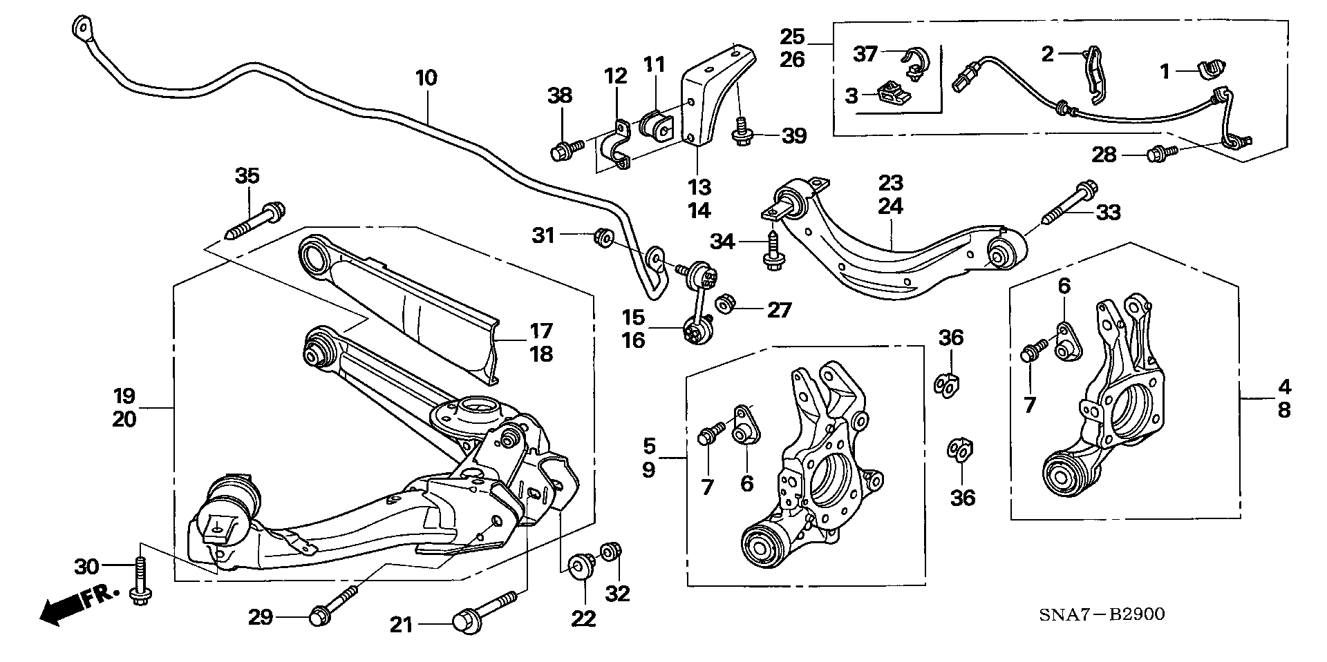 Honda 52390SNA900 - Сайлентблок, рычаг подвески колеса parts5.com