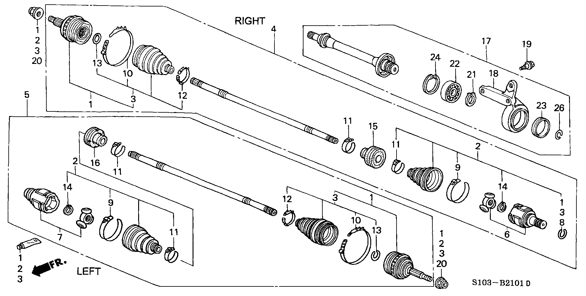 Honda 44014-S30-C60 - Шарнирный комплект, ШРУС, приводной вал parts5.com