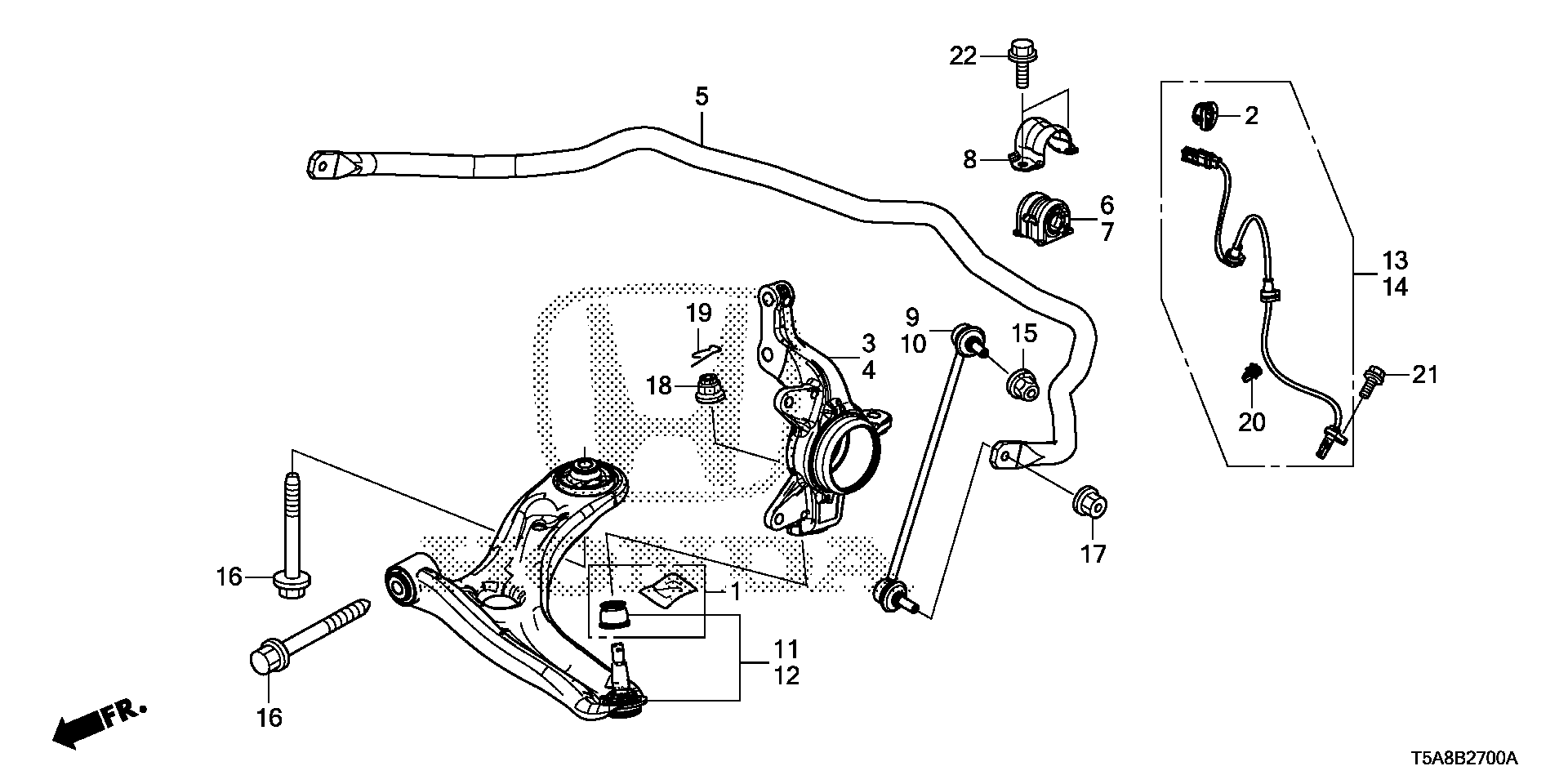 Honda 51360 T5A J01 - Сайлентблок, рычаг подвески колеса parts5.com