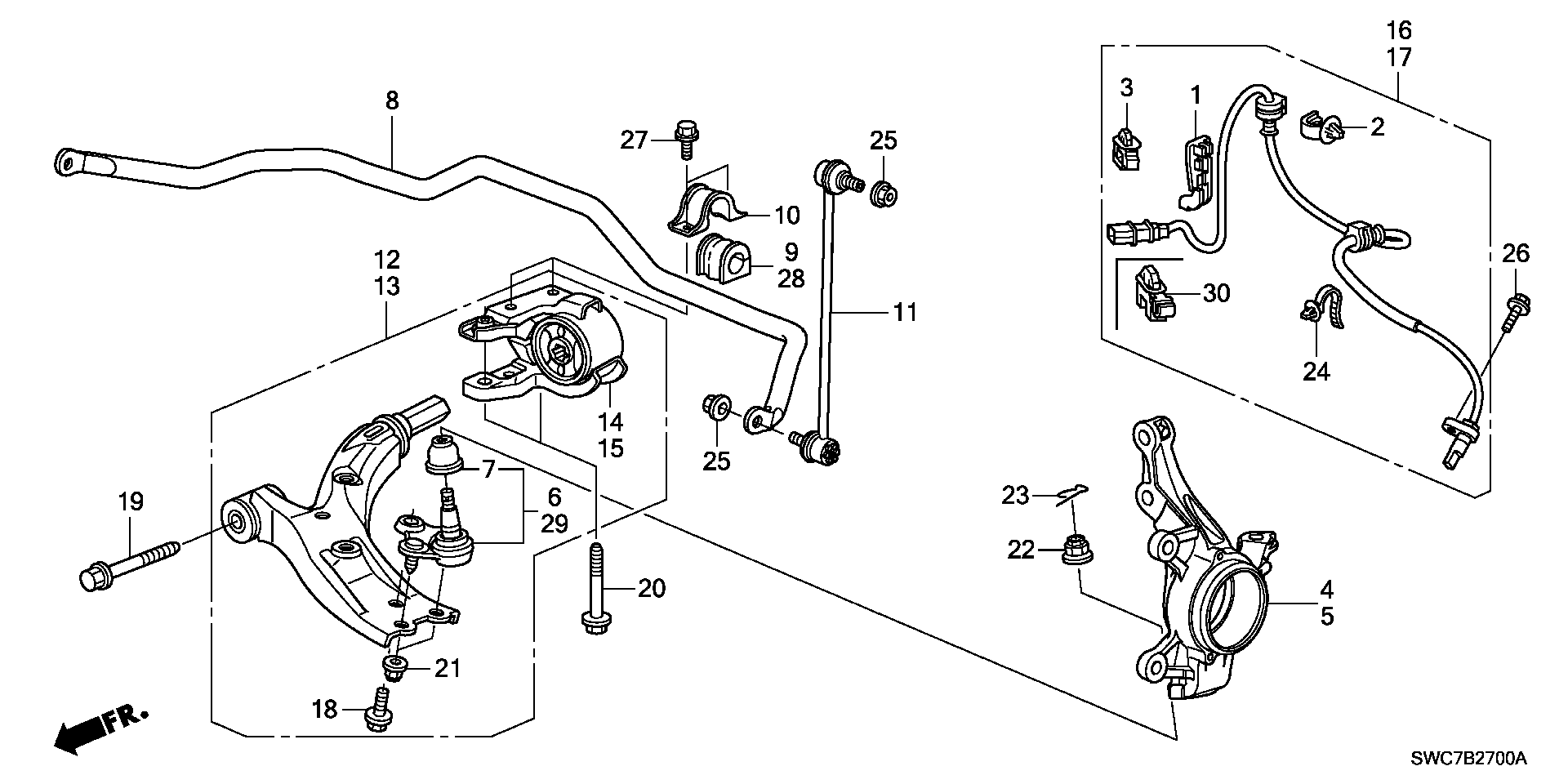 Honda 51230-SWA-A01 - Наконечник рулевой тяги, шарнир parts5.com