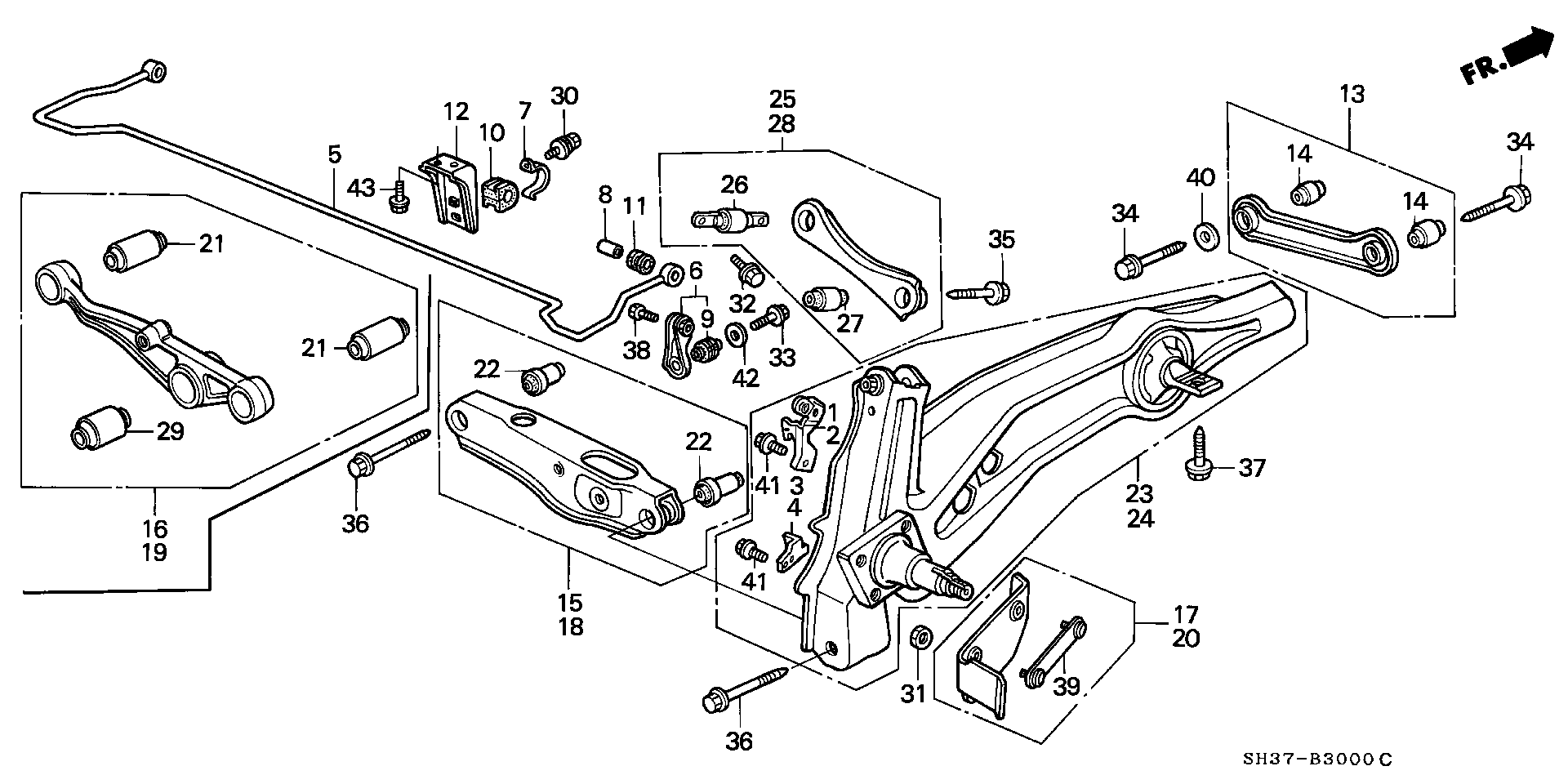 Honda 52393-SH3-004 - Сайлентблок, рычаг подвески колеса parts5.com