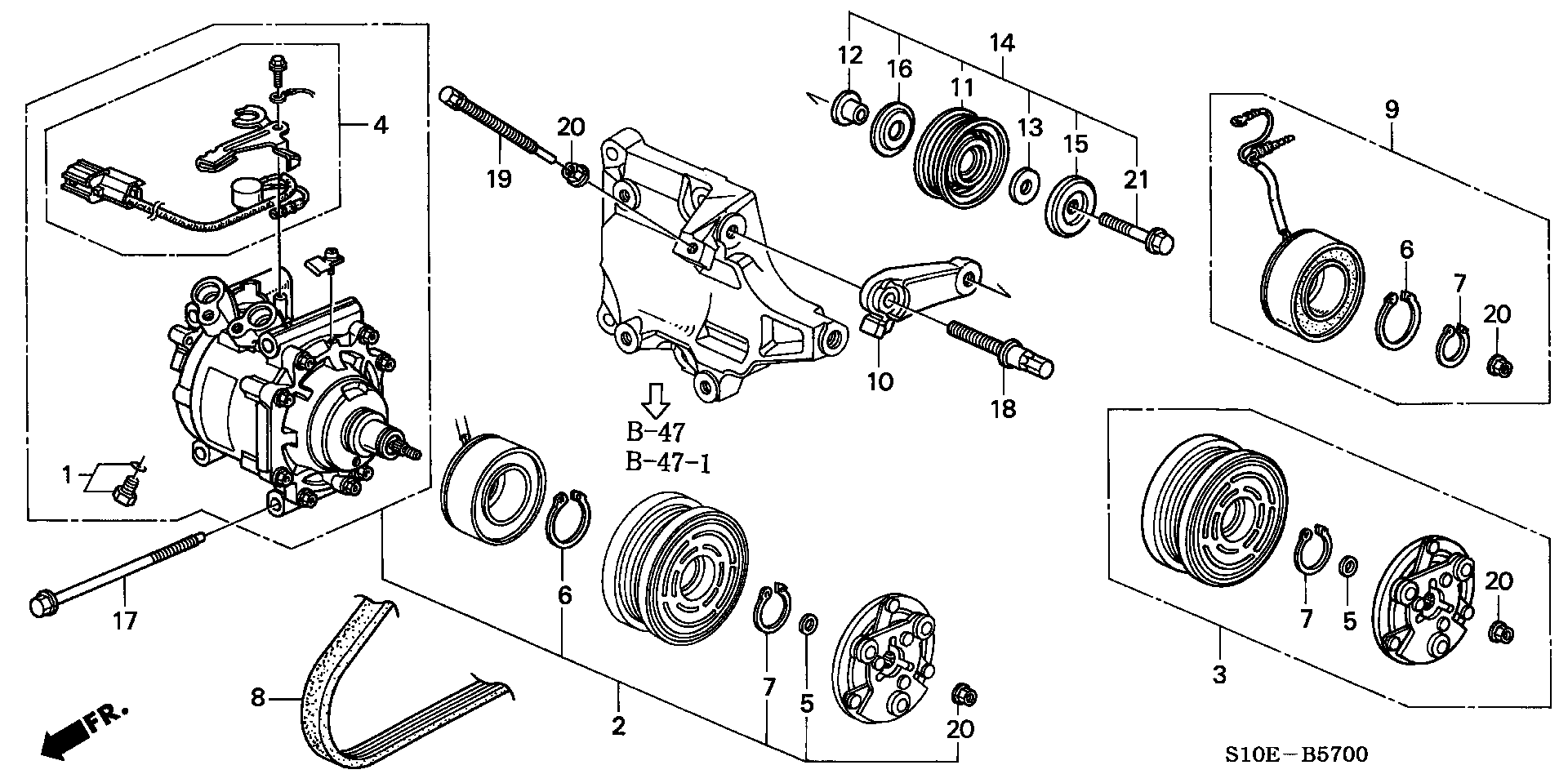 Honda 38950-P3F-305 - Deflection / Guide Pulley, v-ribbed belt parts5.com