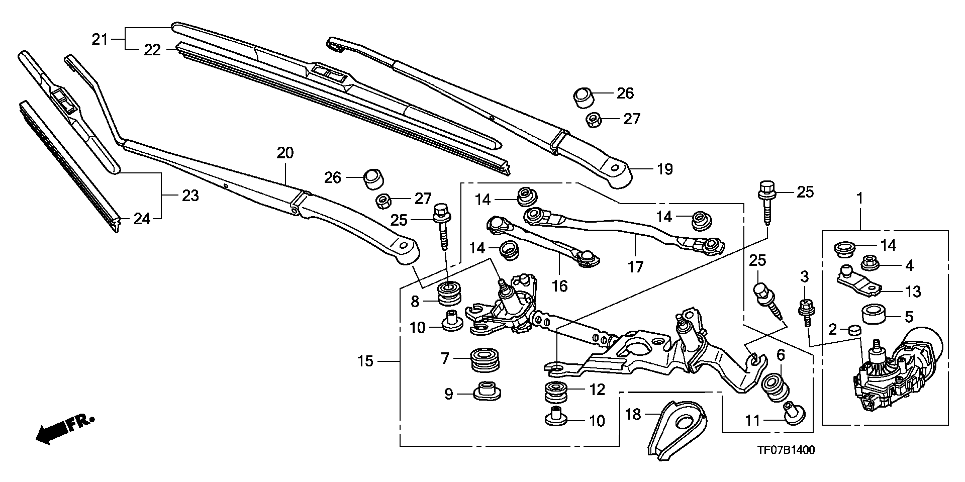 Honda 76620-TF0-G01 - Limpiaparabrisas parts5.com