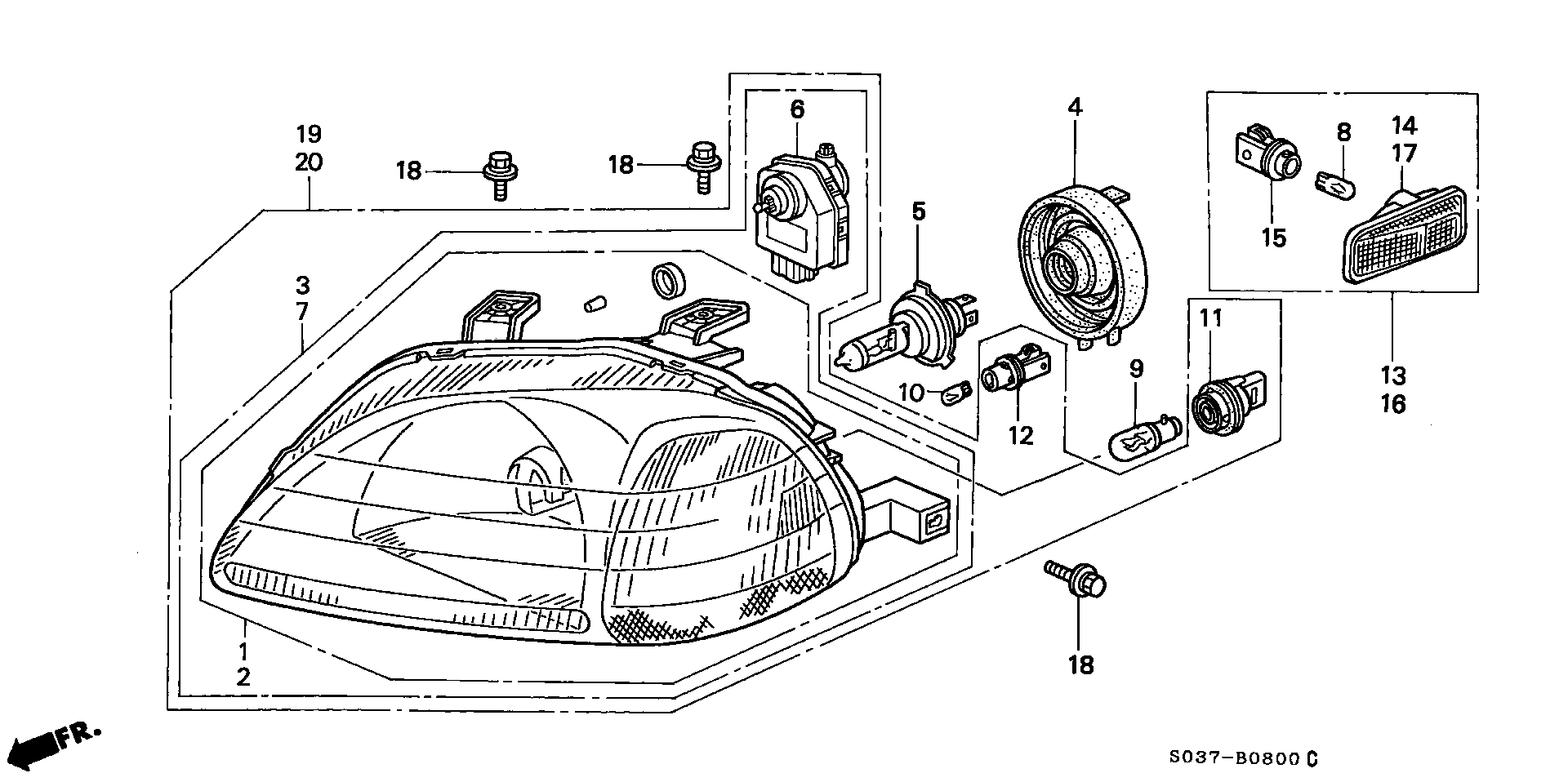 Honda 33302S04G02 - Lámpara, luz para lectura parts5.com