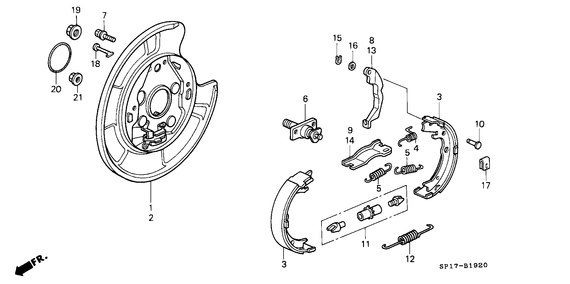 Honda 43154SP0003 - Комплект тормозов, ручник, парковка parts5.com