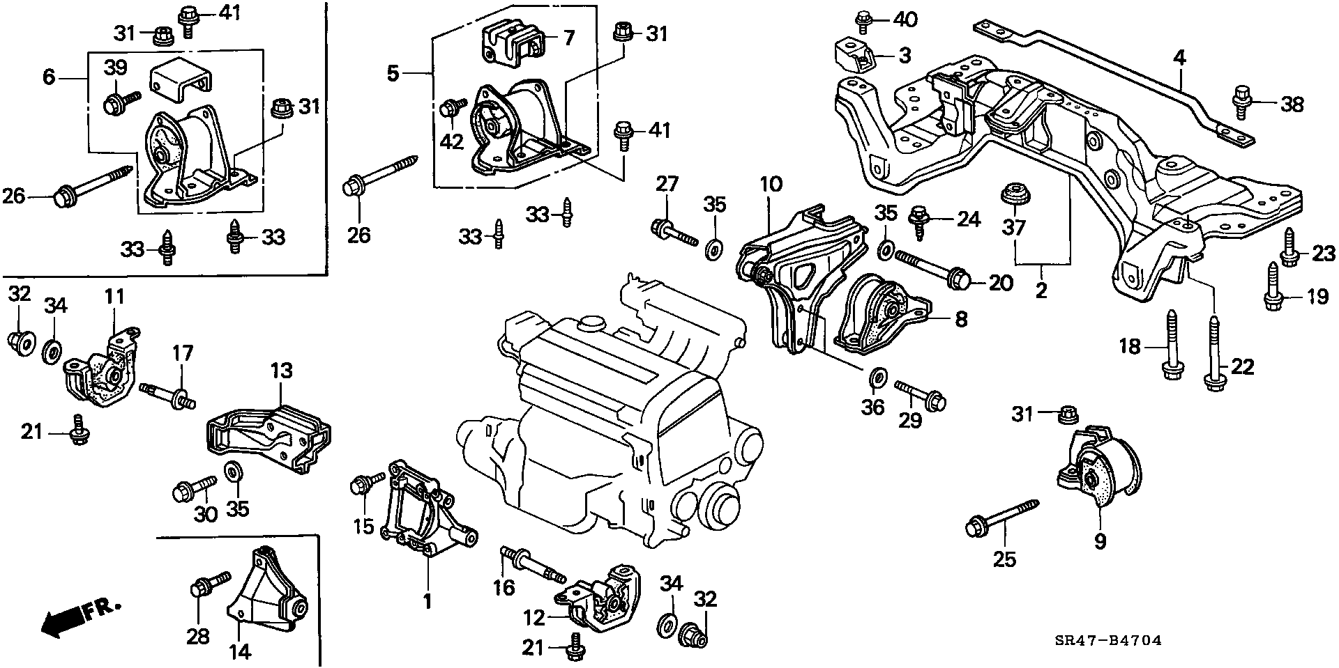 Honda 50810-SR3-030 - Подушка, опора, подвеска двигателя parts5.com