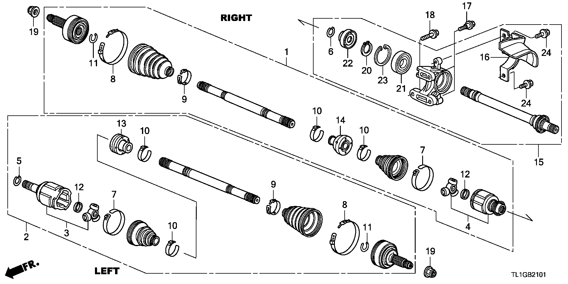 Honda 44306TA0A50 - Приводной вал parts5.com