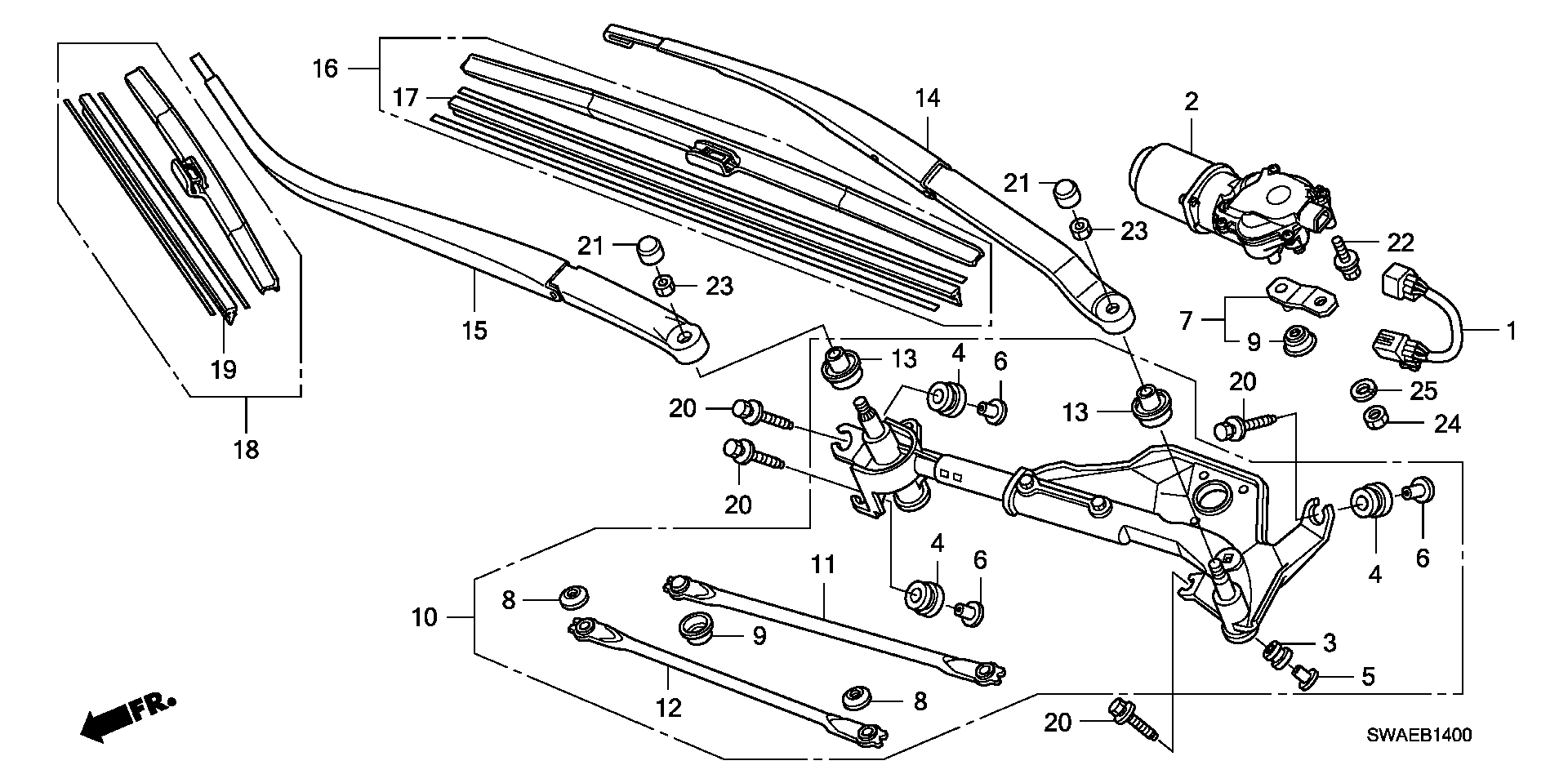 Honda 76630-SWA-A01 - Щетка стеклоочистителя parts5.com