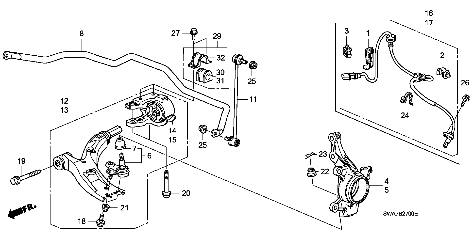 Honda 51360-SWA-E01 - Рычаг подвески колеса parts5.com