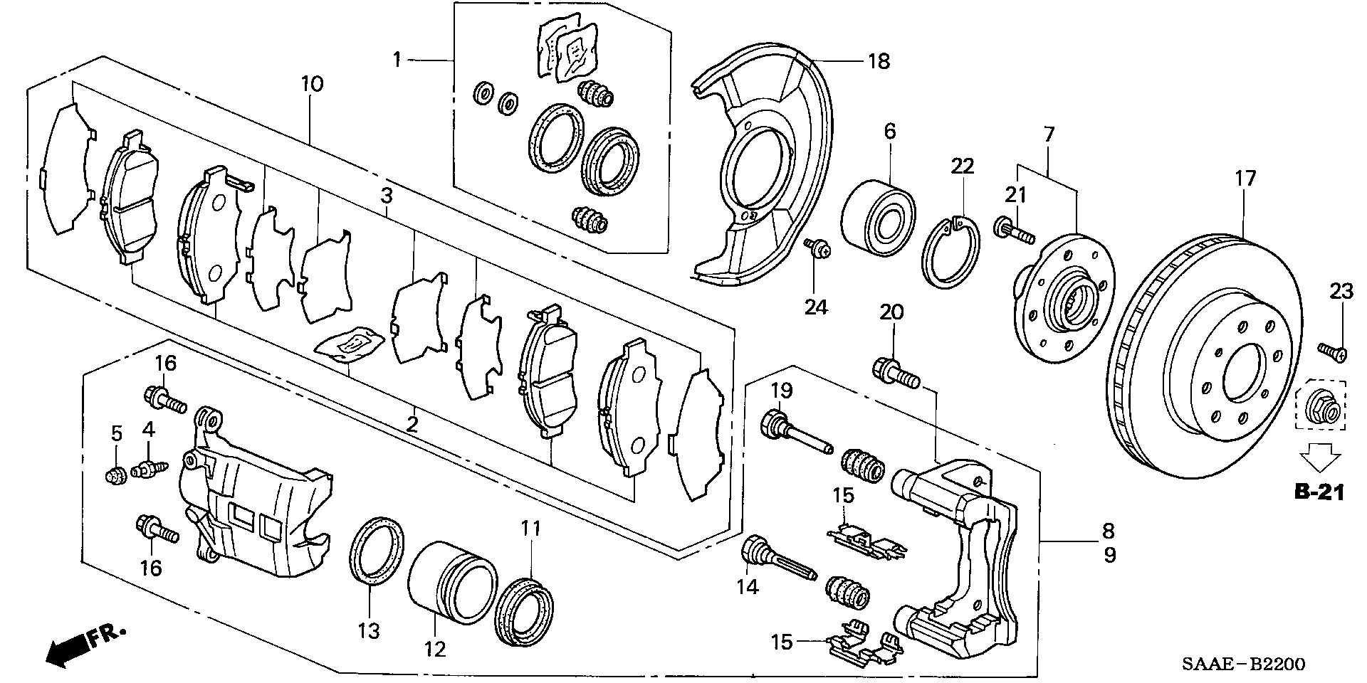 Honda 06450SAAE50 - Тормозные колодки, дисковые, комплект parts5.com